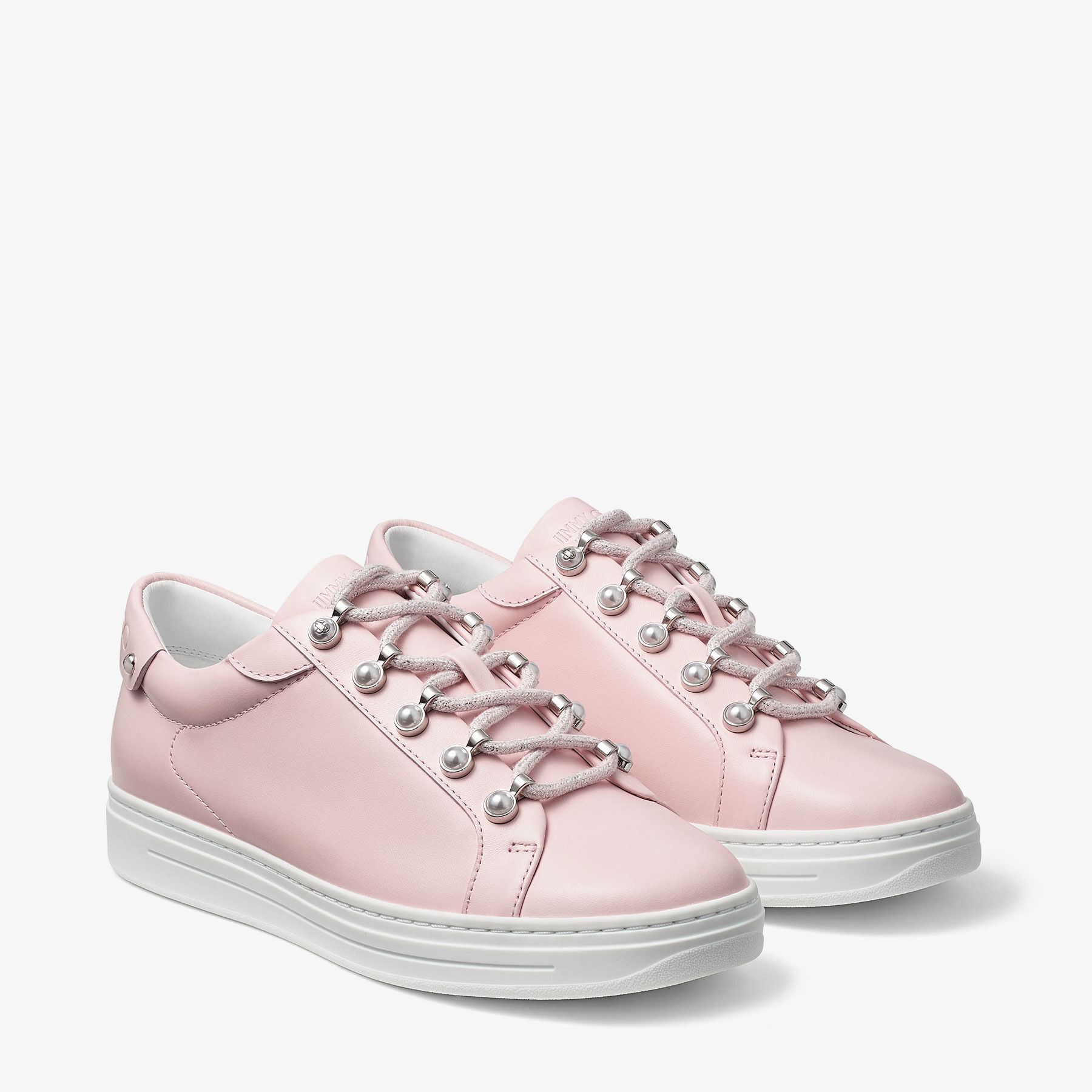 ANTIBES/F | Powder Pink Low-Top Trainers with Pearls