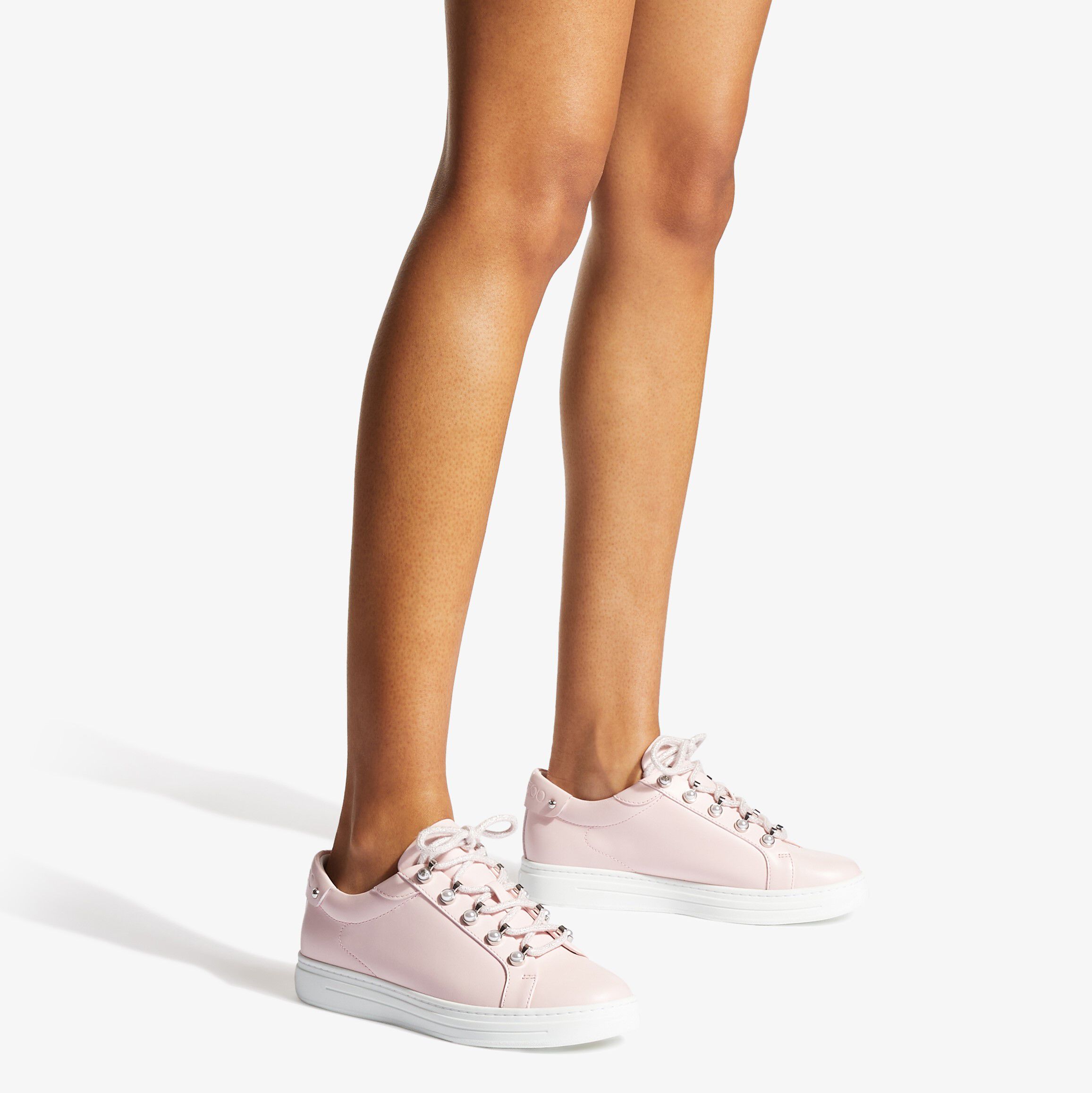 セール★Jimmy Choo★ANTIBES ANTIBES/F | Powder Pink Low-Top Trainers with Pearls