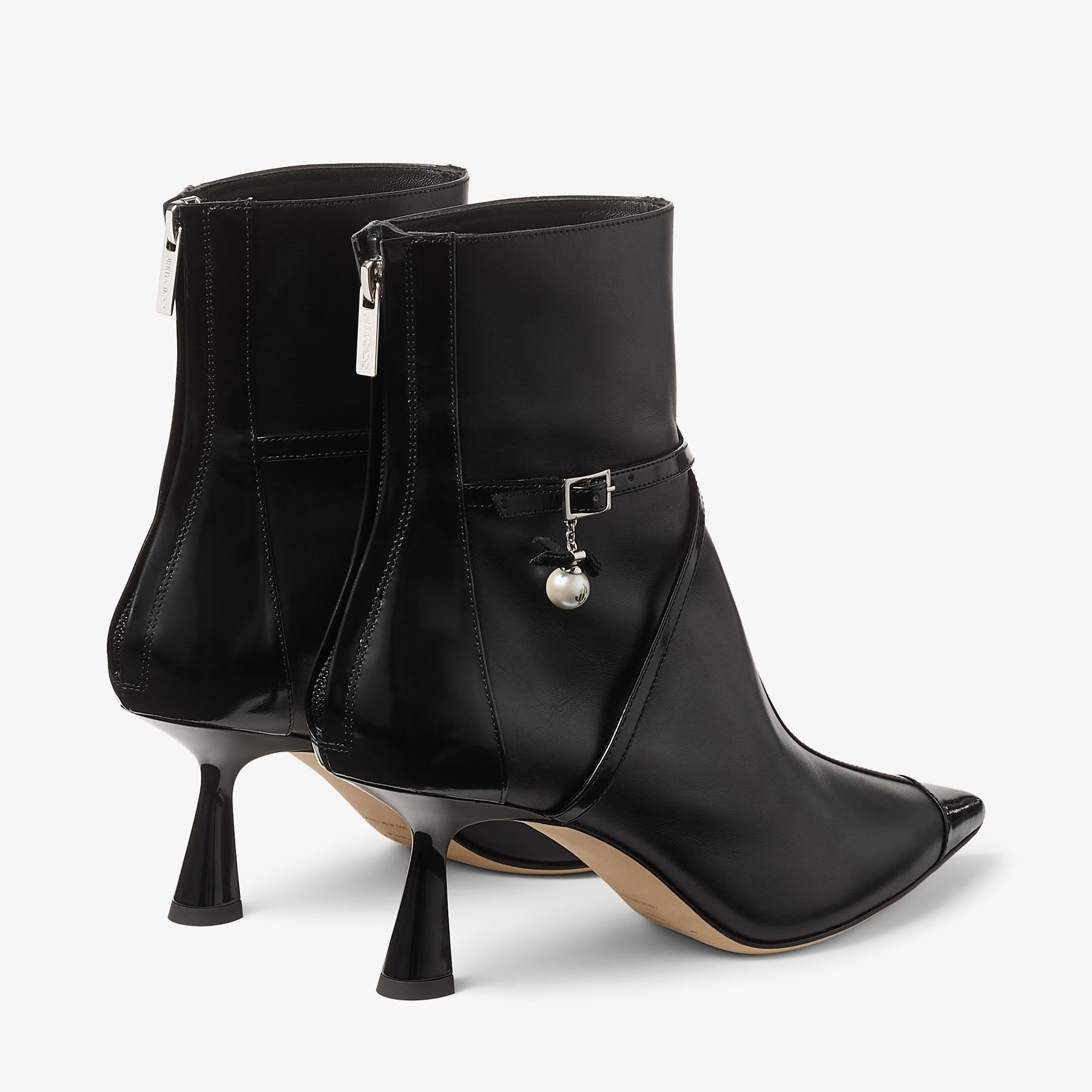 Aren Ankle Boot 65 | Black Calf and Spazzolato Leather with Pearl