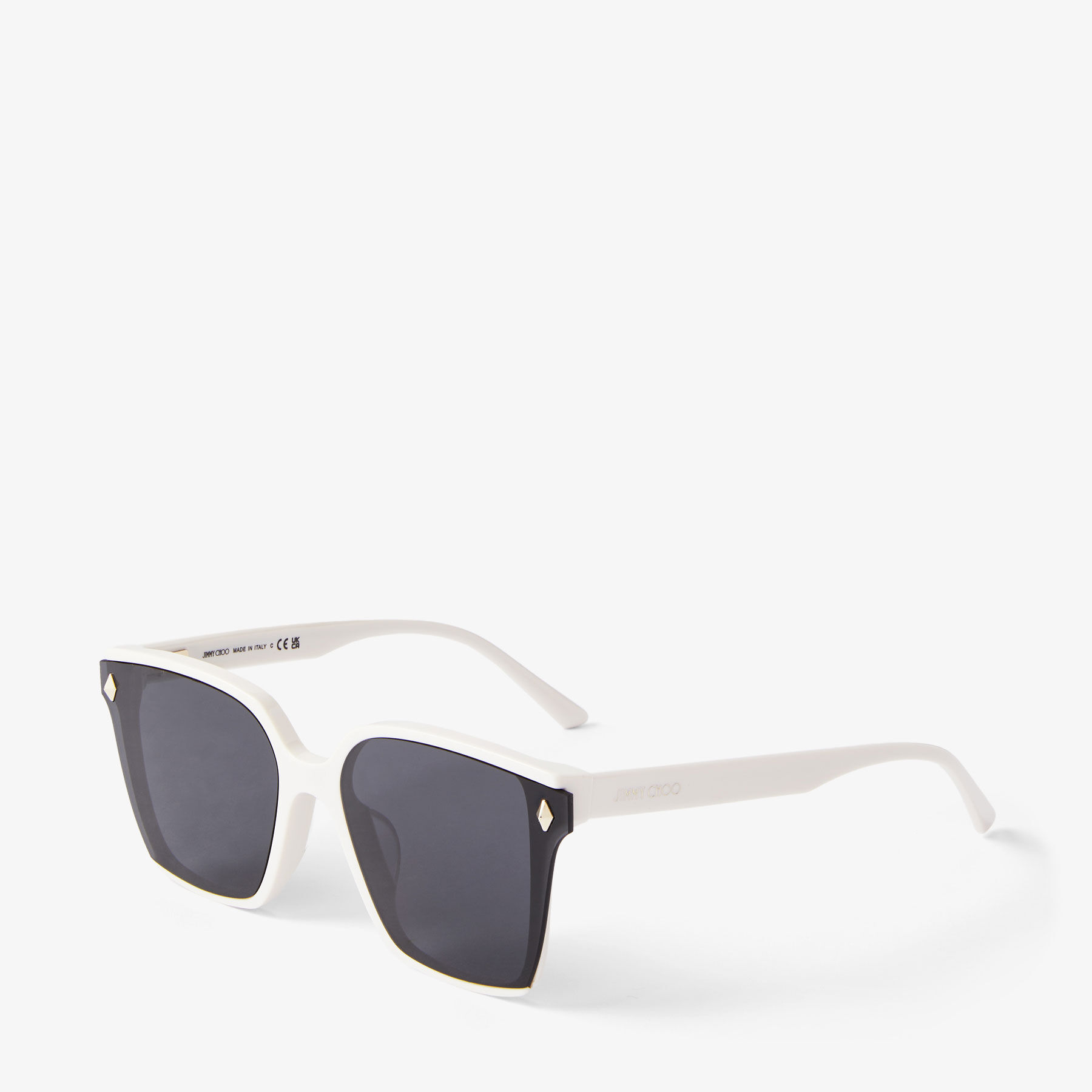 Ariya | White Square Sunglasses with Studs | JIMMY CHOO