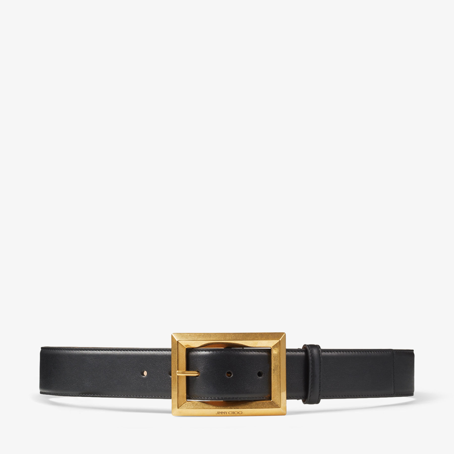 ARLIE | Black Calf Leather Belt | New Collection | JIMMY CHOO