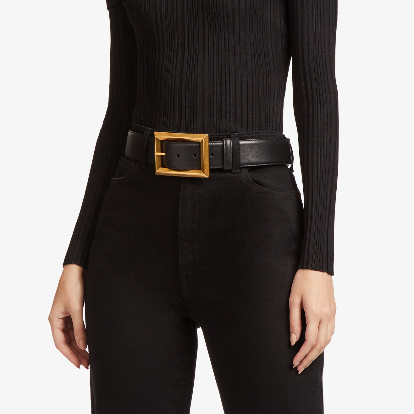 ARLIE | Black Calf Leather Belt | New Collection | JIMMY CHOO