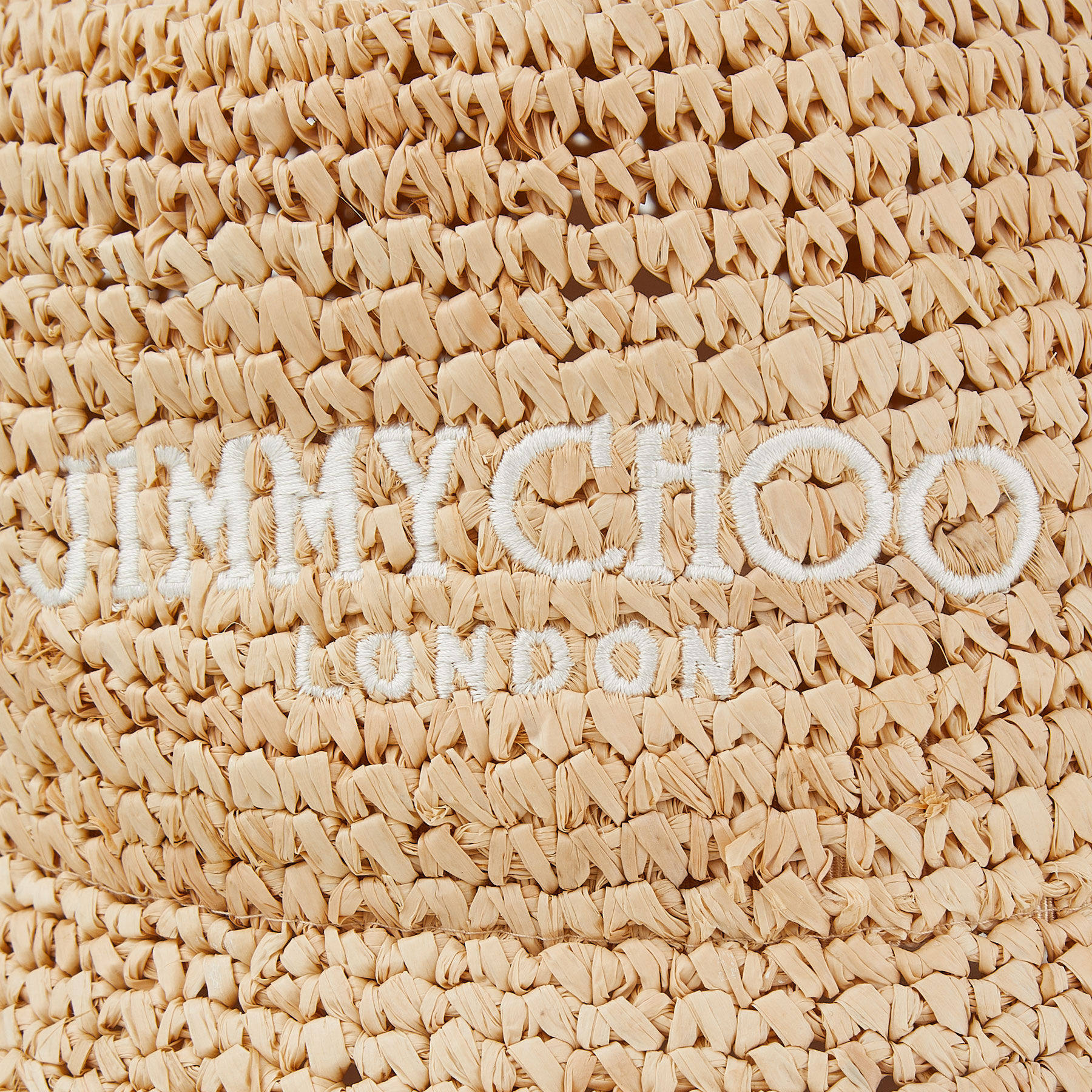 Atena | Natural Raffia Embroidered Bucket Hat | JIMMY CHOO