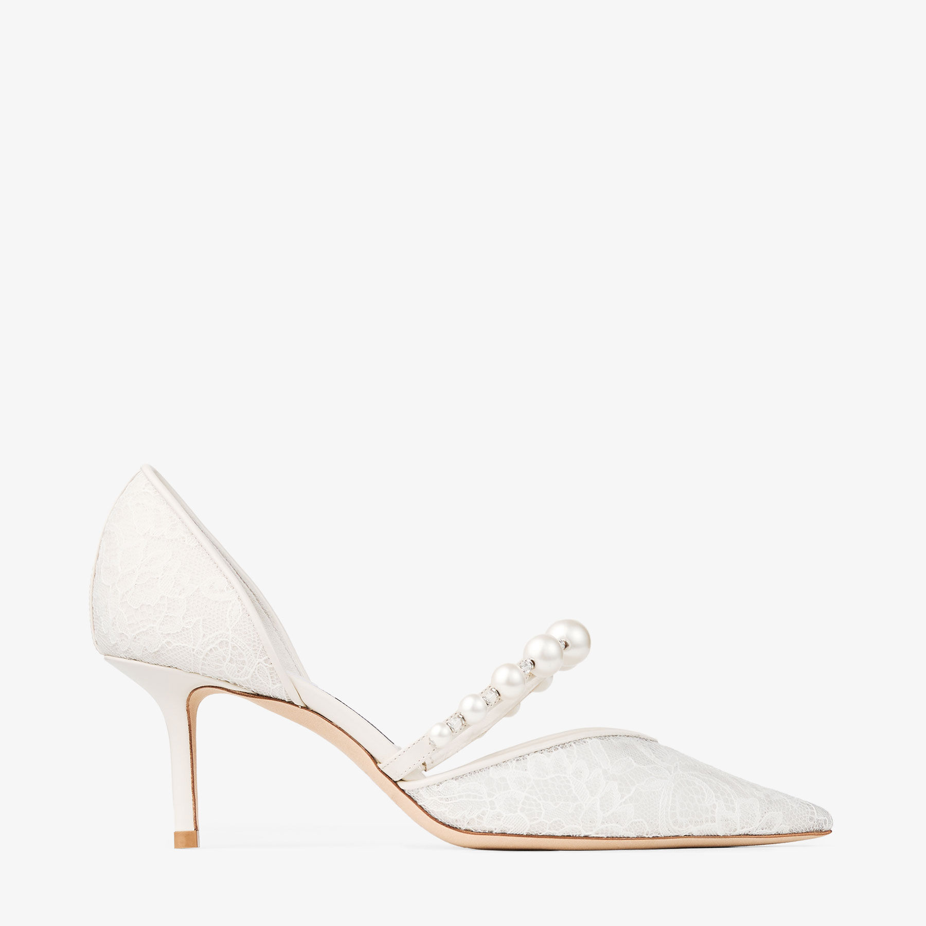 jimmy choo レースハイヒール Aurelie 65 | Ivory Jimmy Choo Lace Pumps with Pearl Embellishment