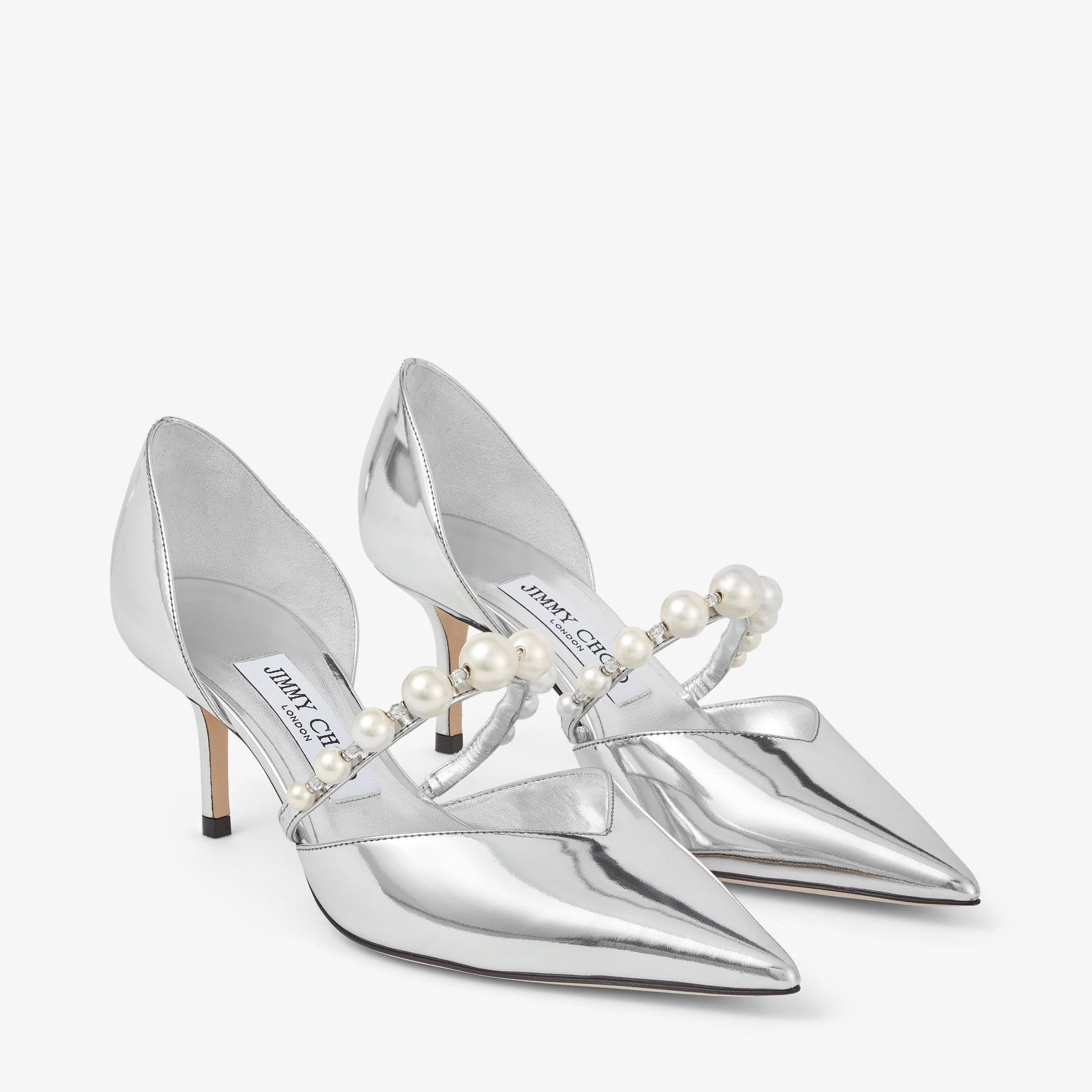 AURELIE 65 | Silver Liquid Metal Leather Pointed Pumps with