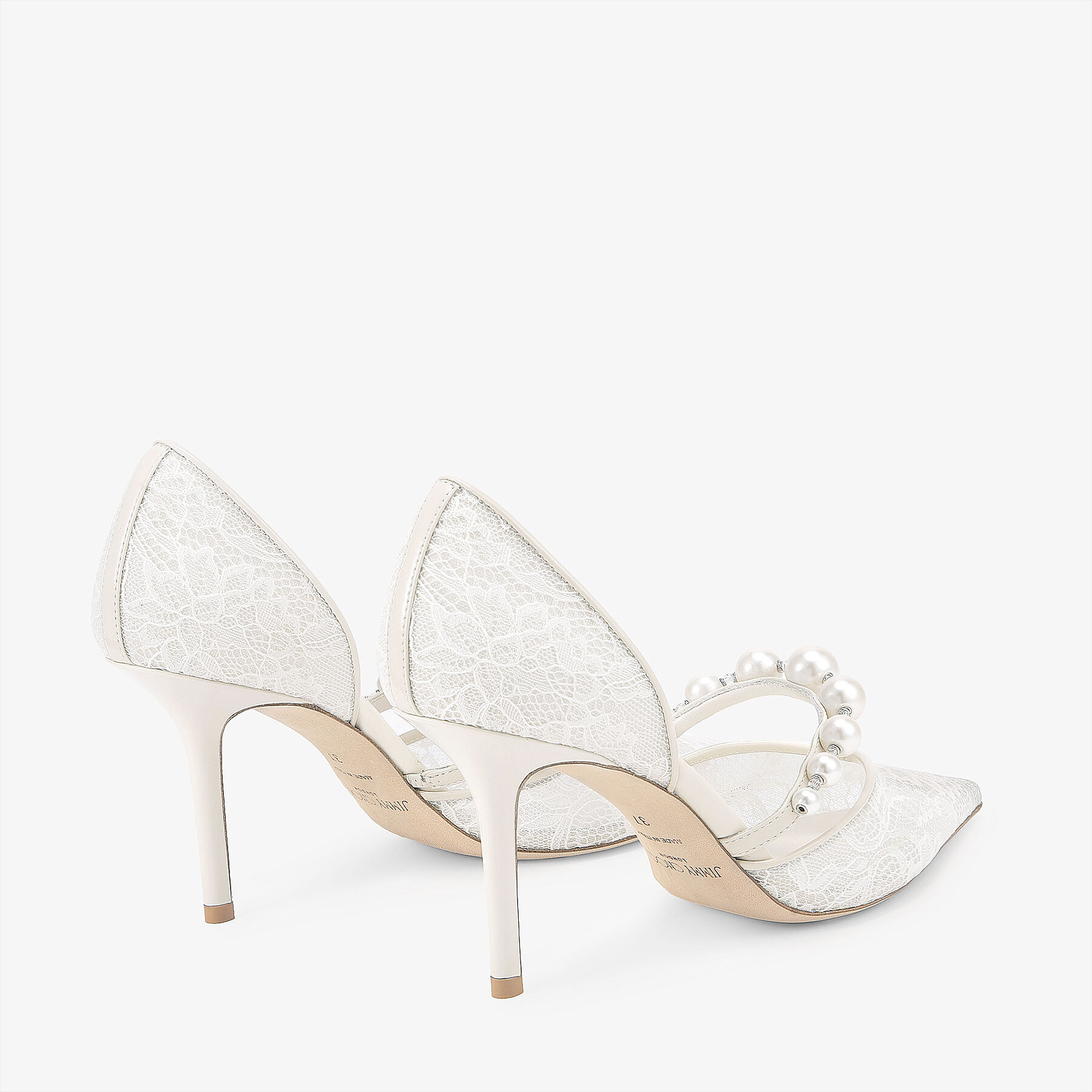 Aurelie 85 | Ivory Jimmy Choo Lace Pumps with Pearl Embellishment