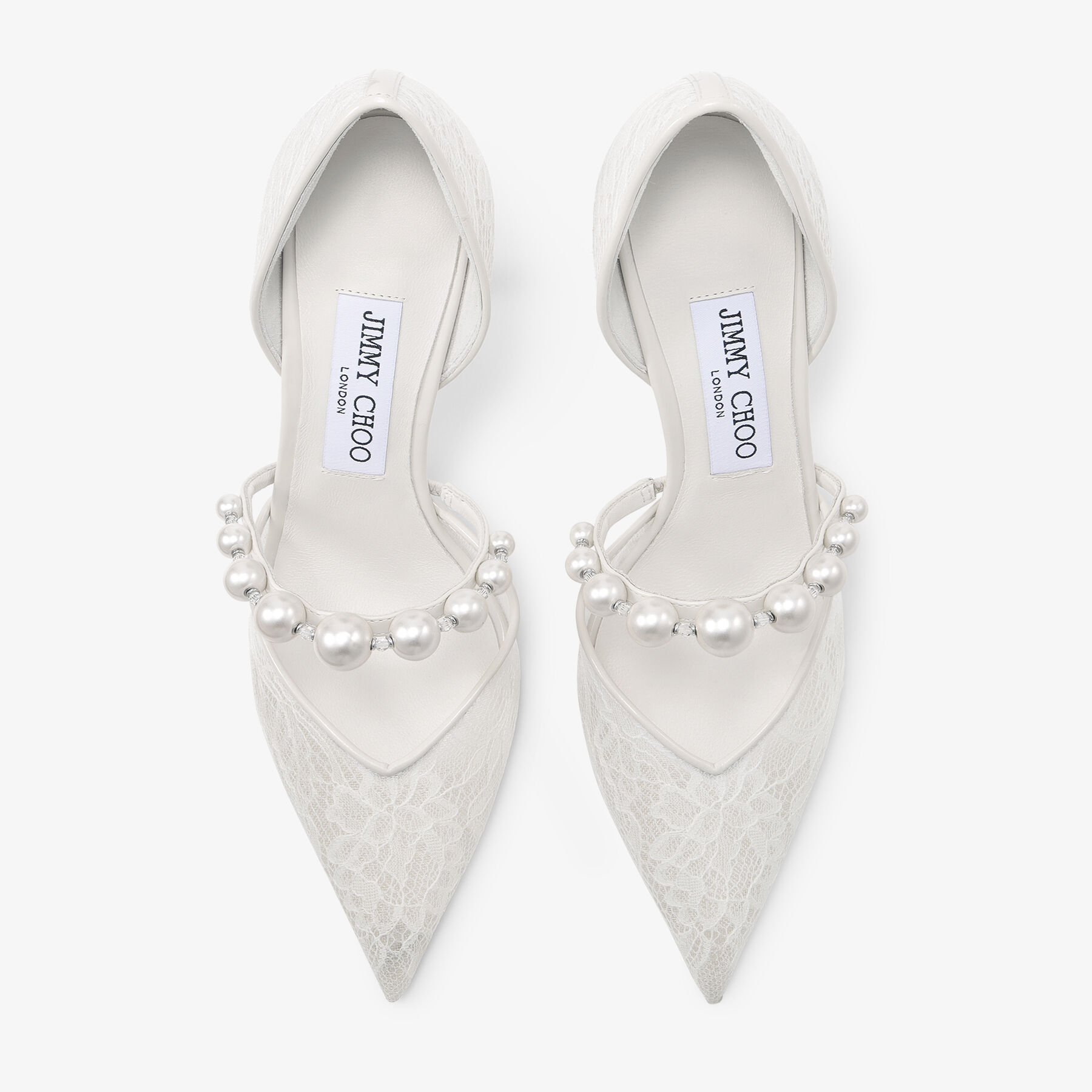 Aurelie 85 | Ivory Jimmy Choo Lace Pumps with Pearl Embellishment