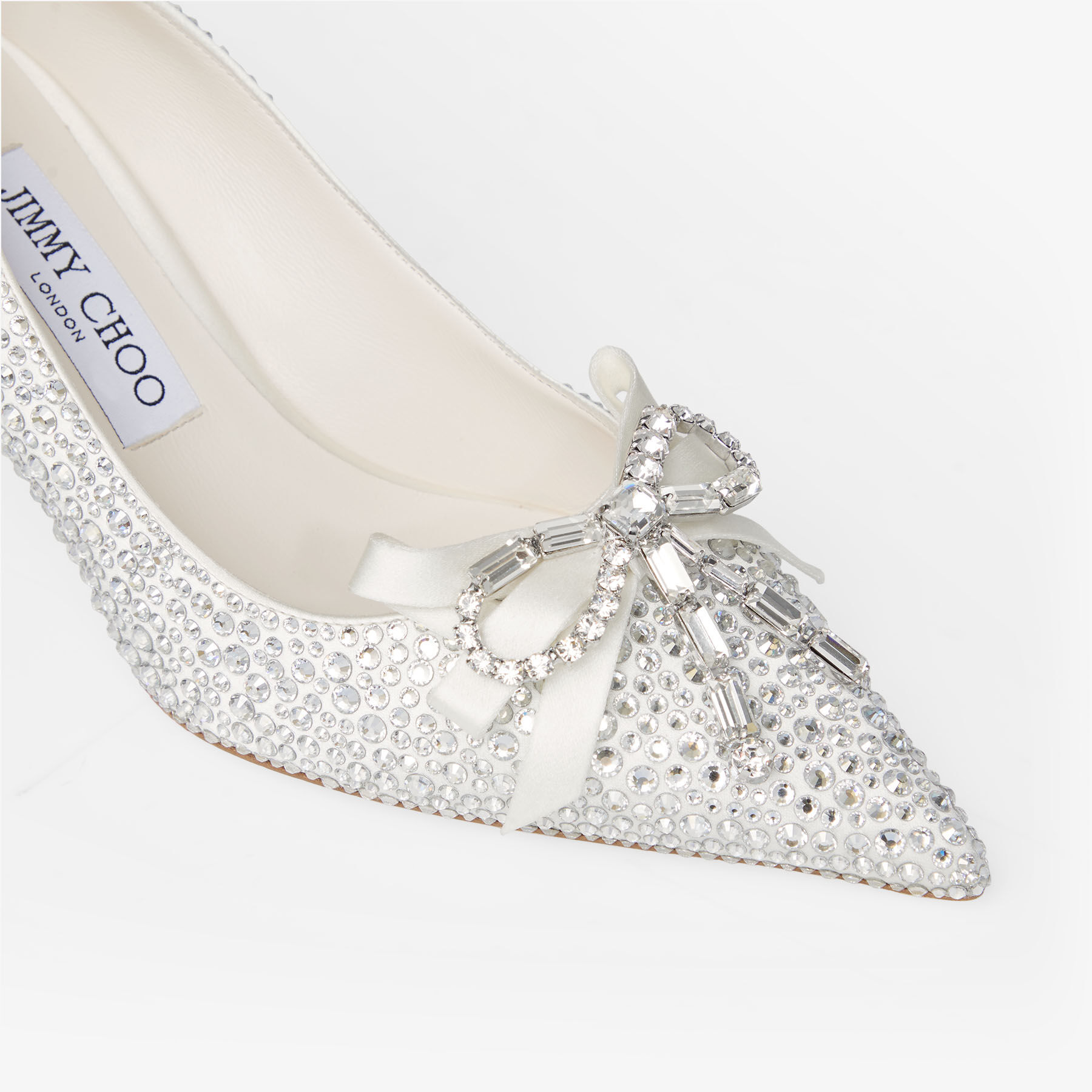 Auria 70 | Ivory Satin Crystal Hotfix Pumps with Satin and Crystal