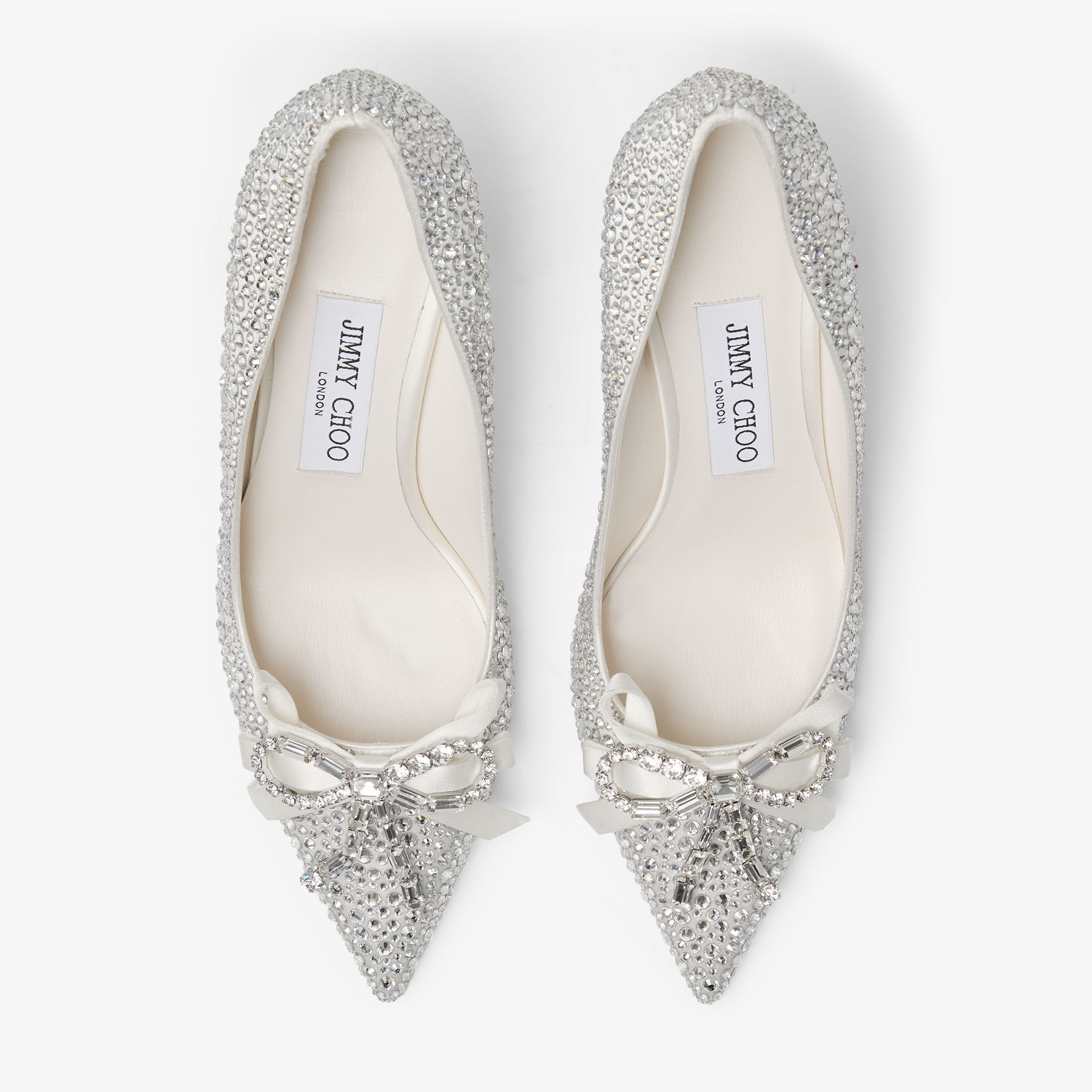 Auria 70 | Ivory Satin Crystal Hotfix Pumps with Satin and Crystal