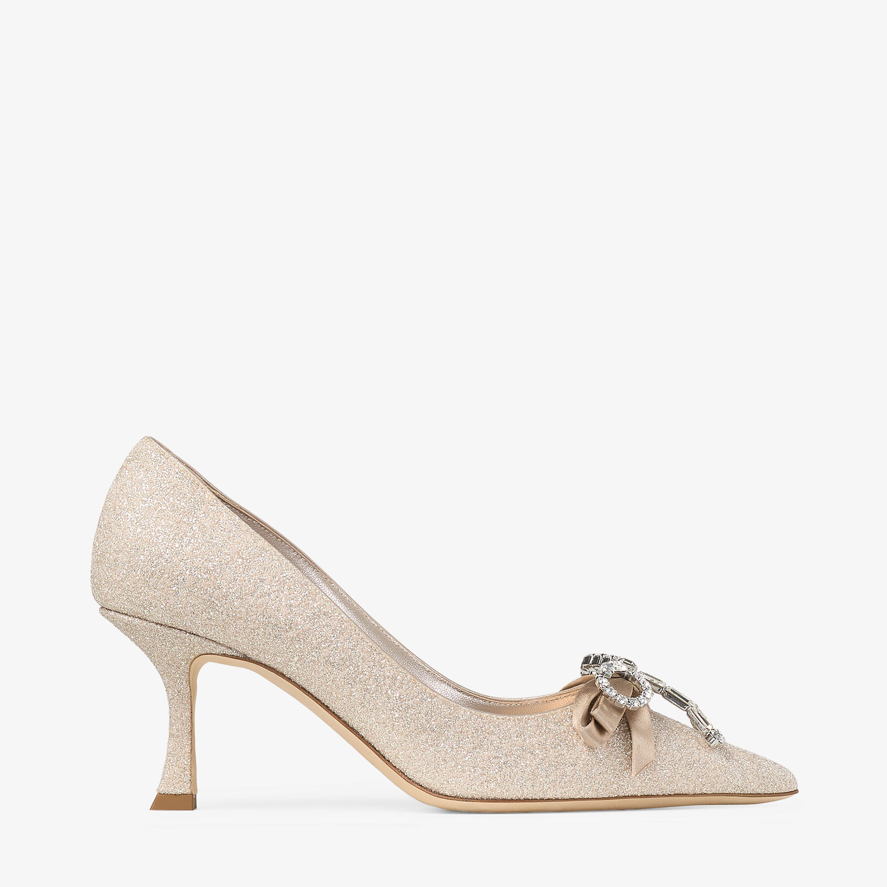 Auria 70 | Light Soft Gold Caviar Glitter Fabric Pumps with