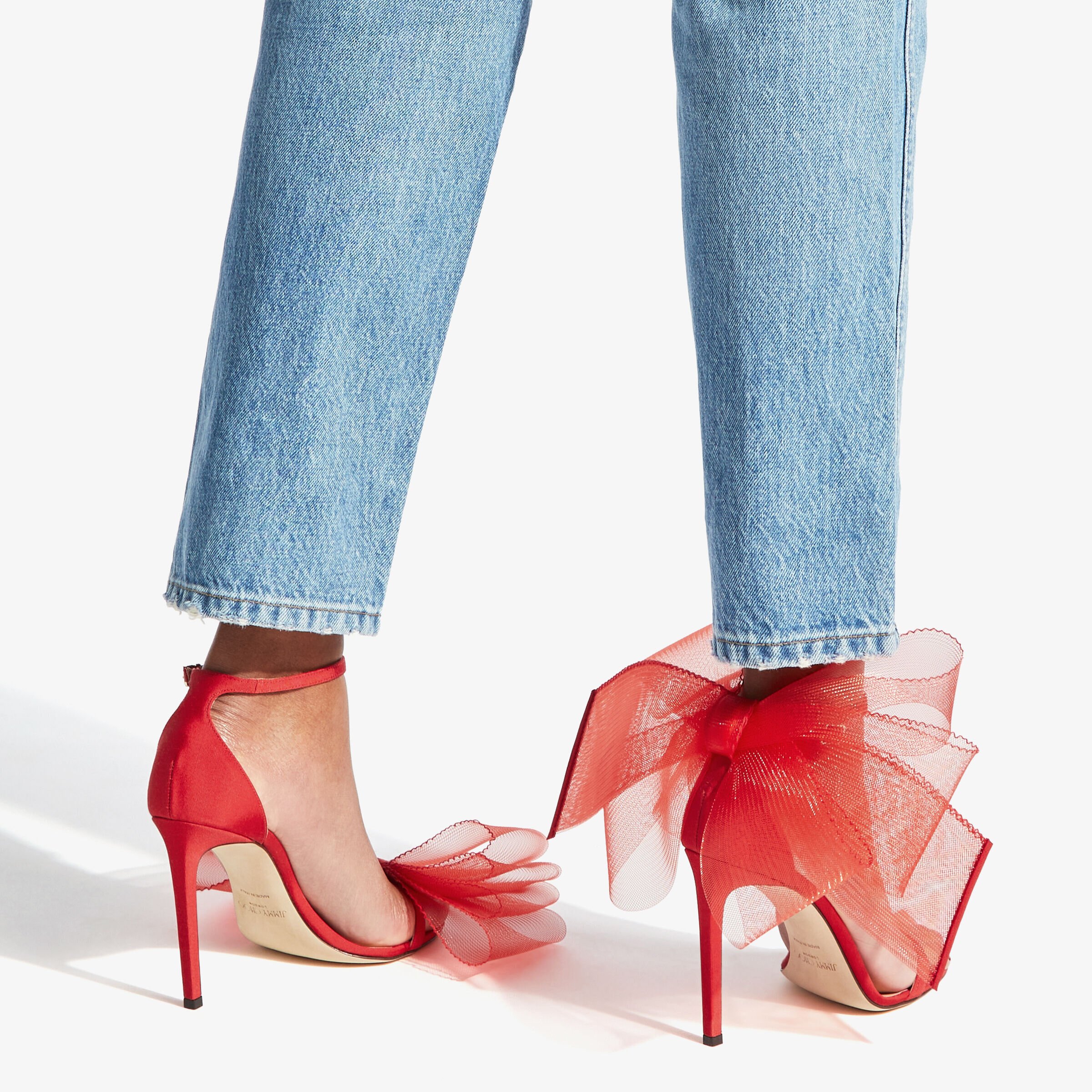 【Jimmy Choo】 Aveline 100 bow-trimmedサンダル Aveline 100 bow-trimmed sandals in neutrals - Jimmy Choo