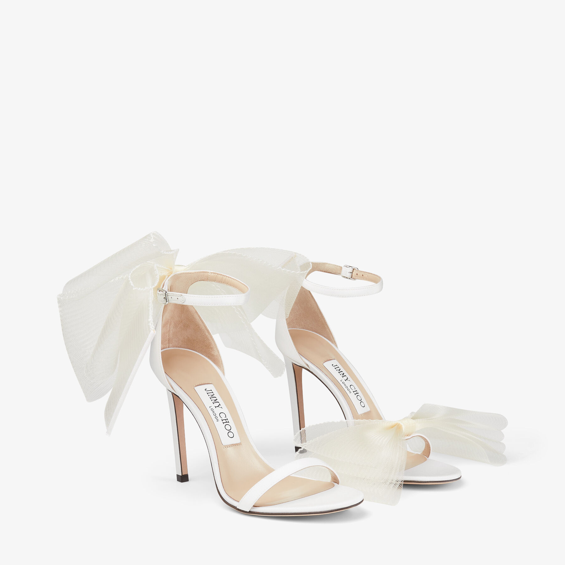 Latte Sandals with Asymmetric Grosgrain Mesh Fascinator Bows | AVELINE 100|  Pre Fall 19 | JIMMY CHOO AU