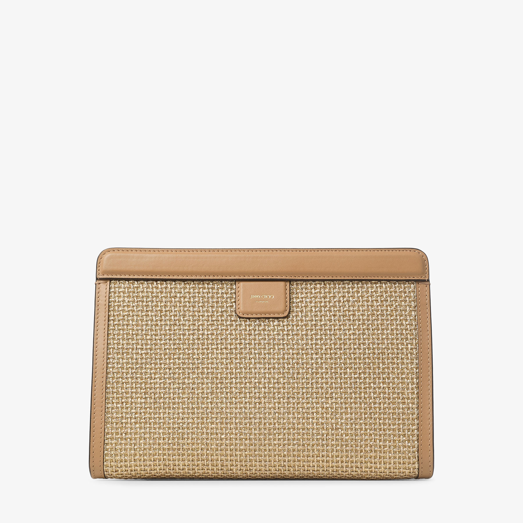 クラッチバッグ JIMMY CHOO AVENUE POUCH Jimmy Choo Avenue Metallic Raffia Pouch Clutch Bag | Neiman