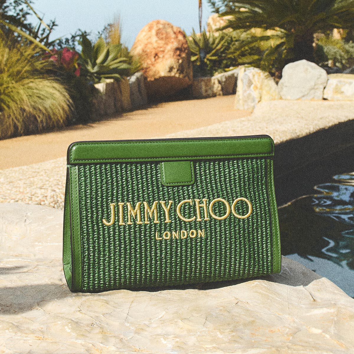 Avenue Pouch | Green Rafia Pouch | JIMMY CHOO