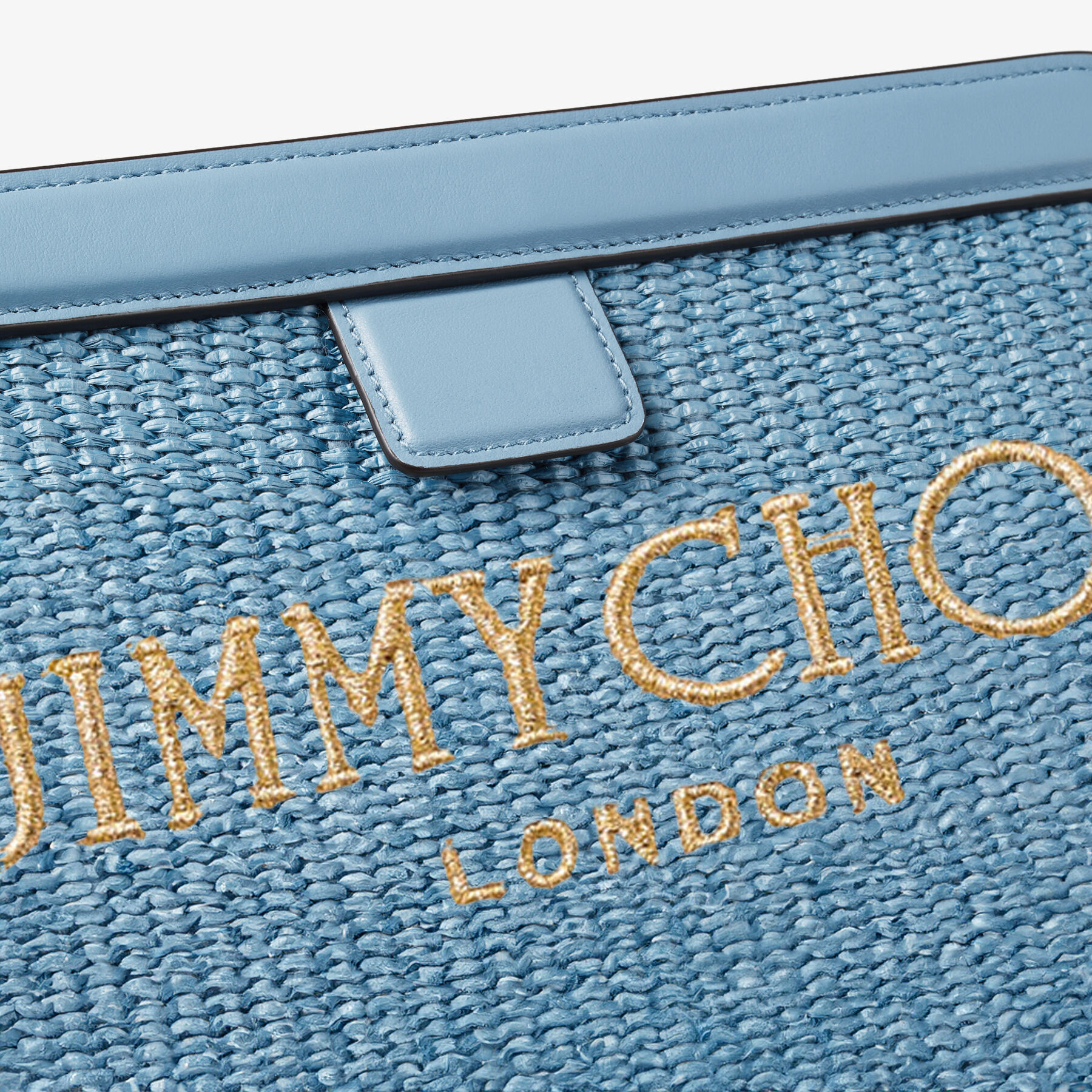 【JIMMY CHOO】アベニュー スモール レザートリムポーチ Jimmy Choo Raffia Leather-Trim Avenue Pouch | Harrods AU