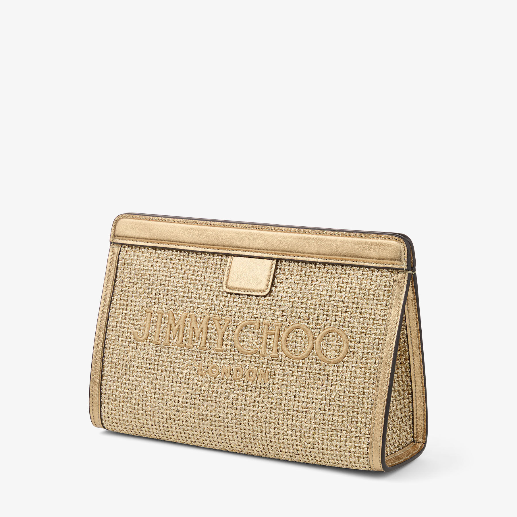 Avenue Pouch | Gold and Dark Cappuccino Metallic Embroidered