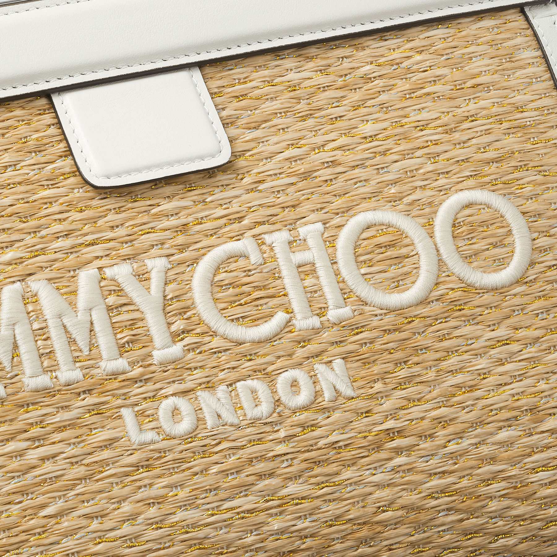 【破格値下げ】 Avenue Pouch|Gold Raffia SLG| JIMMY CHOO AU スリッポン/モカシン