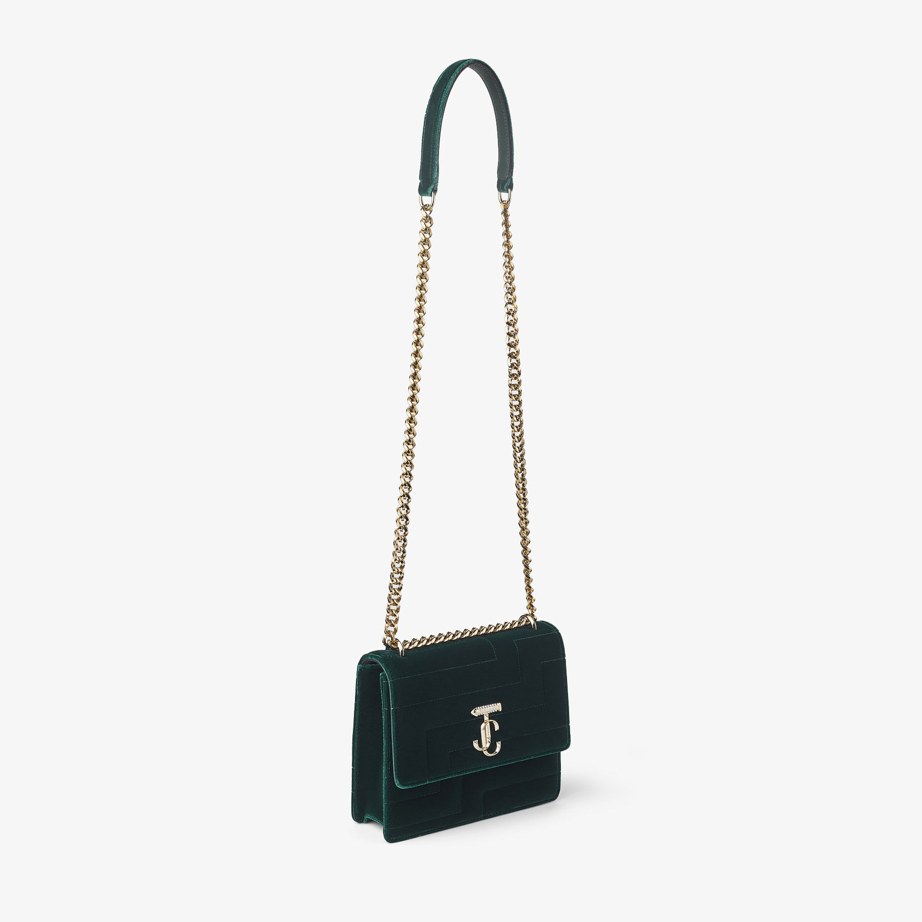 AVENUE QUAD | Dark Green Avenue Velvet Shoulder Bag with