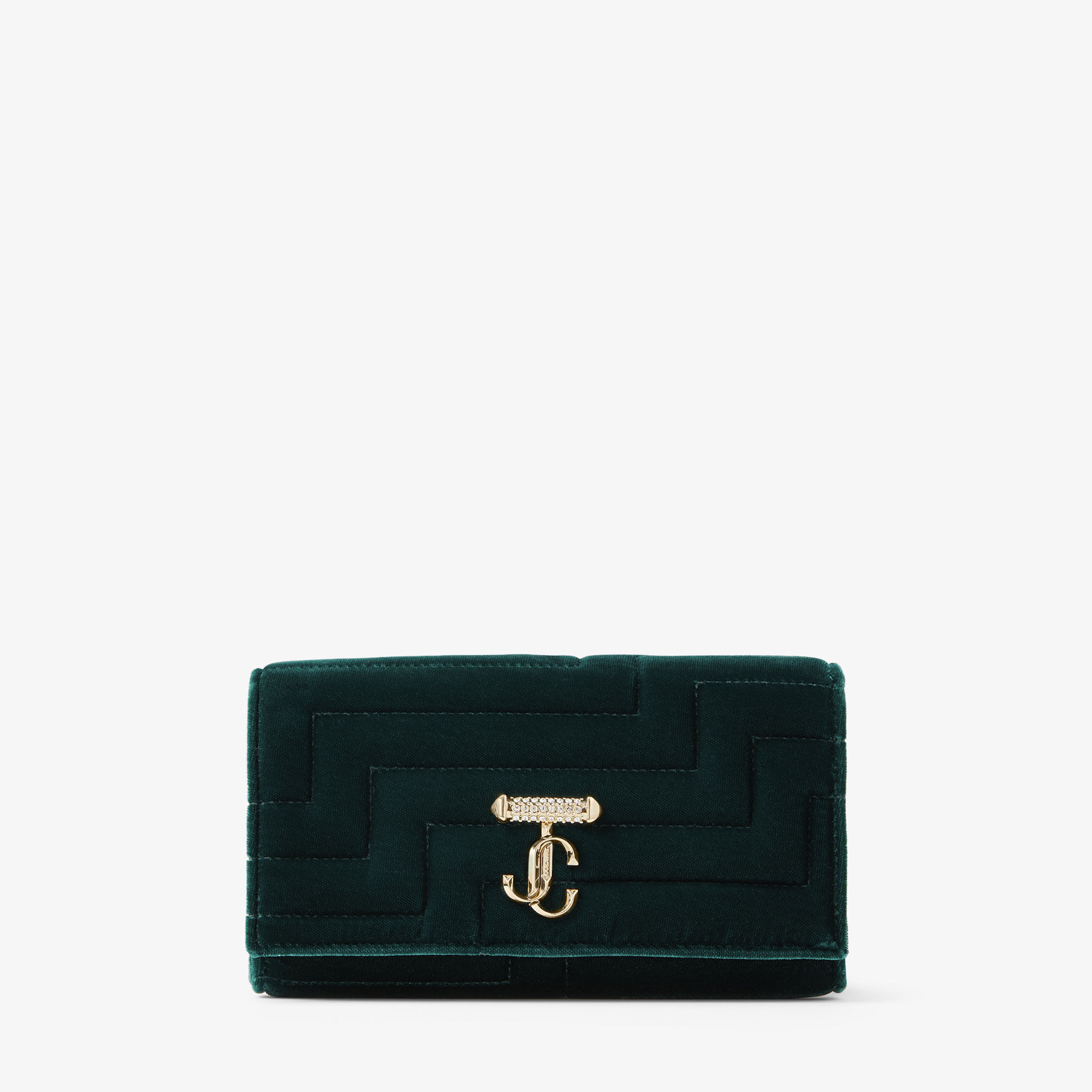 70%オフセールJIMMY CHOO AVENUE QUILTED VELVET CHAIN WALLET AVENUE WALLET/CHAIN | Dark Green Avenue Velvet Wallet with
