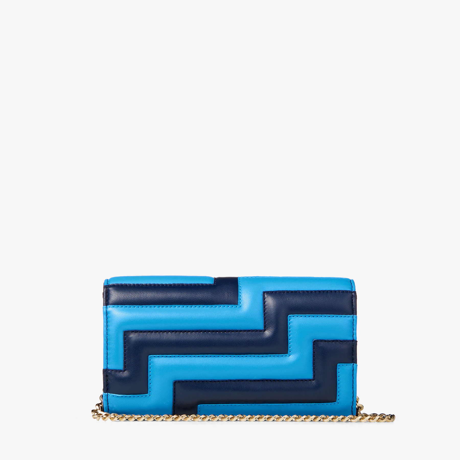 Jimmy Choo Avenue Wallet Chain 長財布 ネイビー/スカイ Avenue Wallet with Chain | 配链条深蓝色天蓝色撞色Avenue 皮革