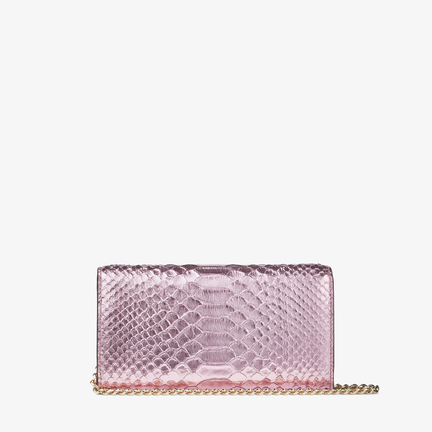 JIMMY CHOO Avenue W/Chain メタリックナッパレザー・ウォレット AVENUE WALLET W/CHAIN |Candy Pink Metallic Snake Printed