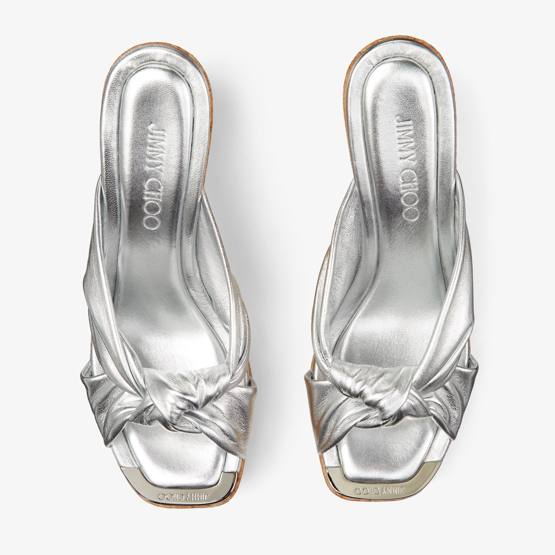 ファッション通販 Avenue Wedge 110 | Silver Metallic Nappa Wedge Mules | New 靴