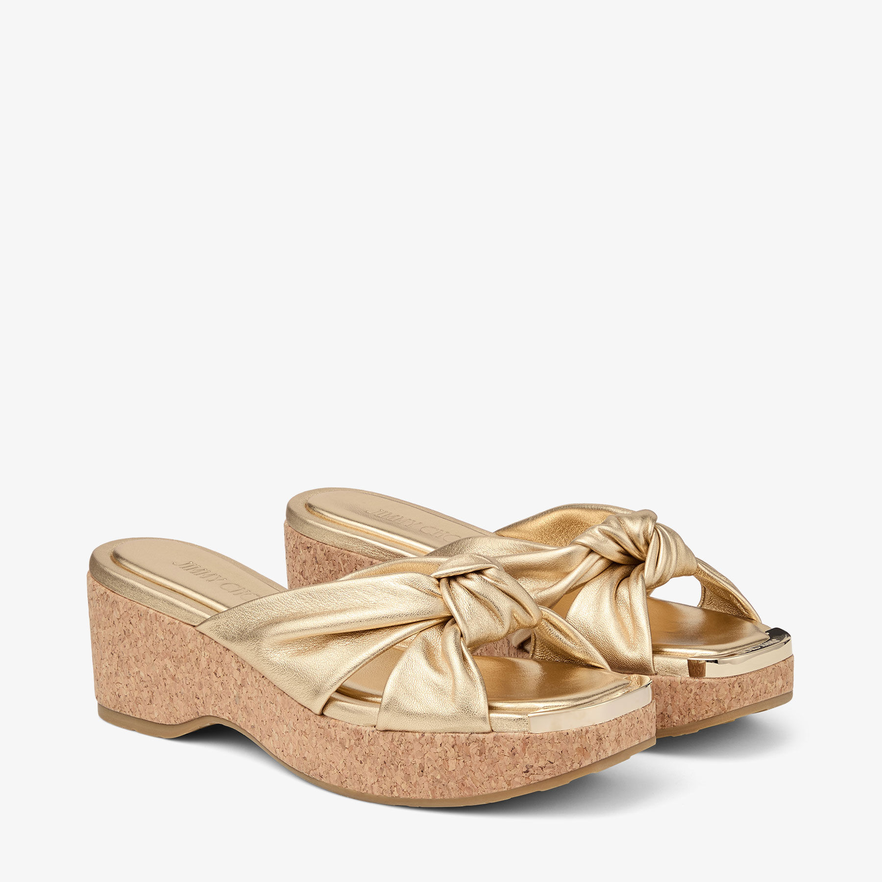 Avenue Wedge 50 | Gold Metallic Nappa Wedge Mules | JIMMY CHOO