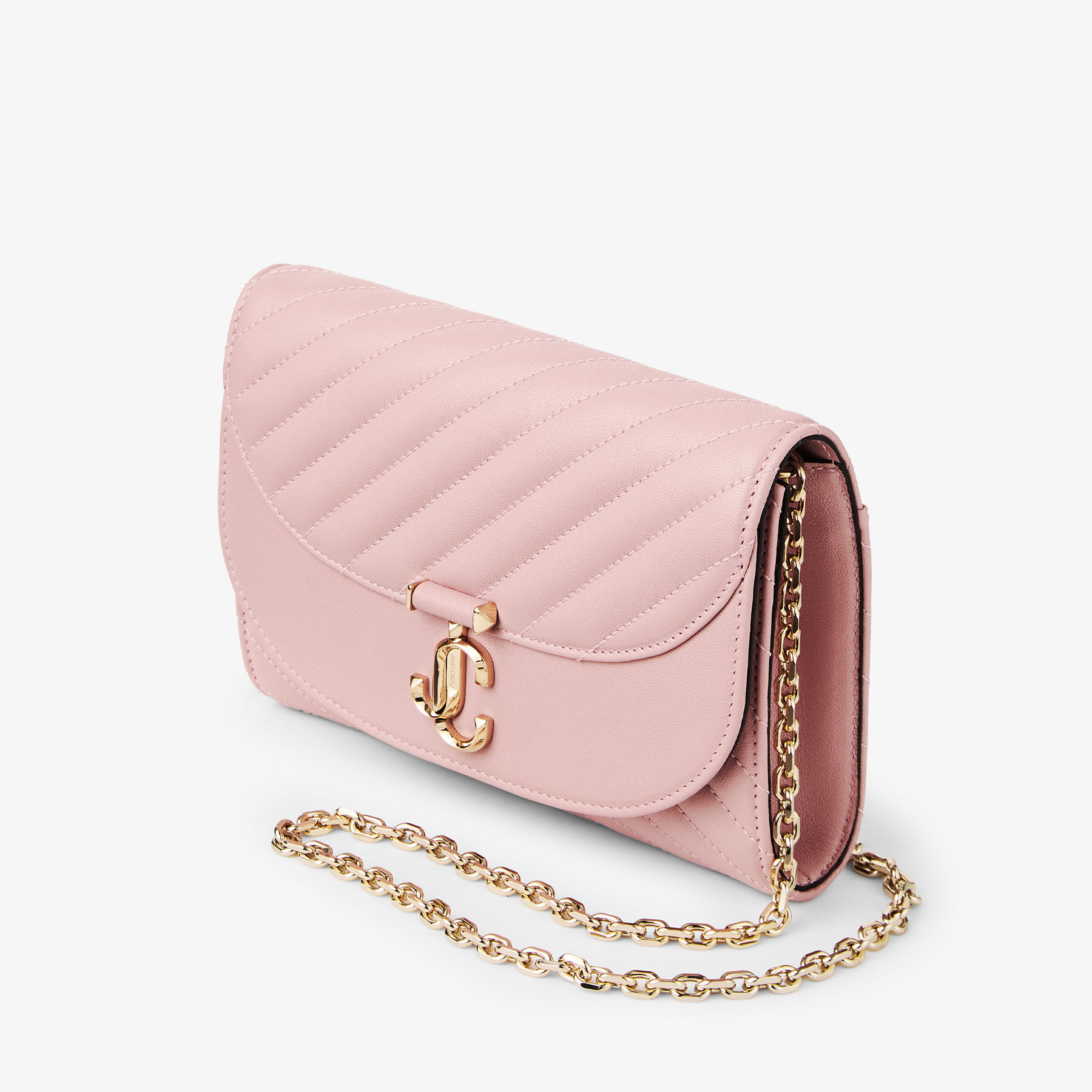Curve Clutch | Rose Quilted Biker Leather Clutch Bag | JIMMY CHOO