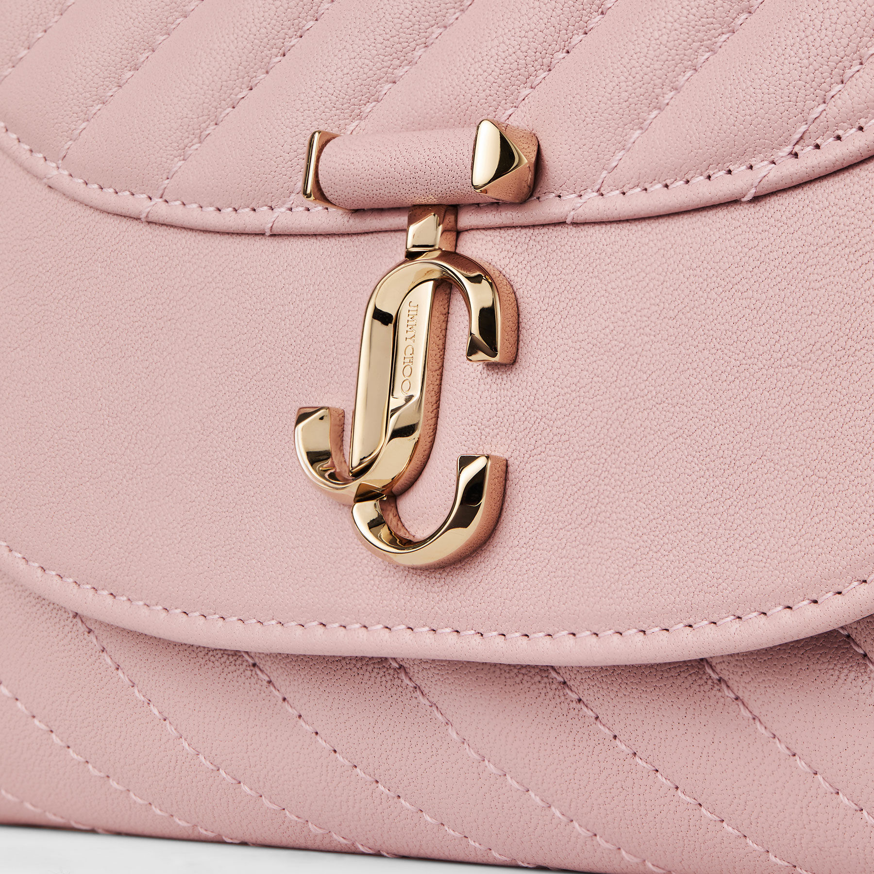 Curve Clutch | Rose Quilted Biker Leather Clutch Bag | JIMMY CHOO
