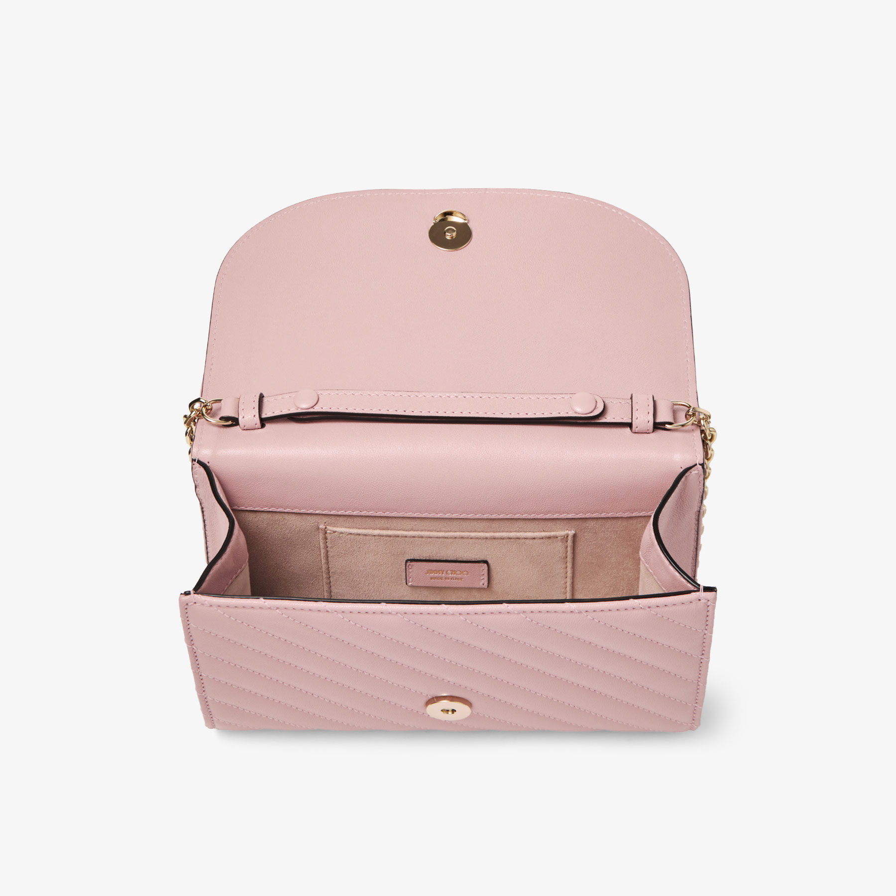 Curve Clutch | Rose Quilted Biker Leather Clutch Bag | JIMMY CHOO
