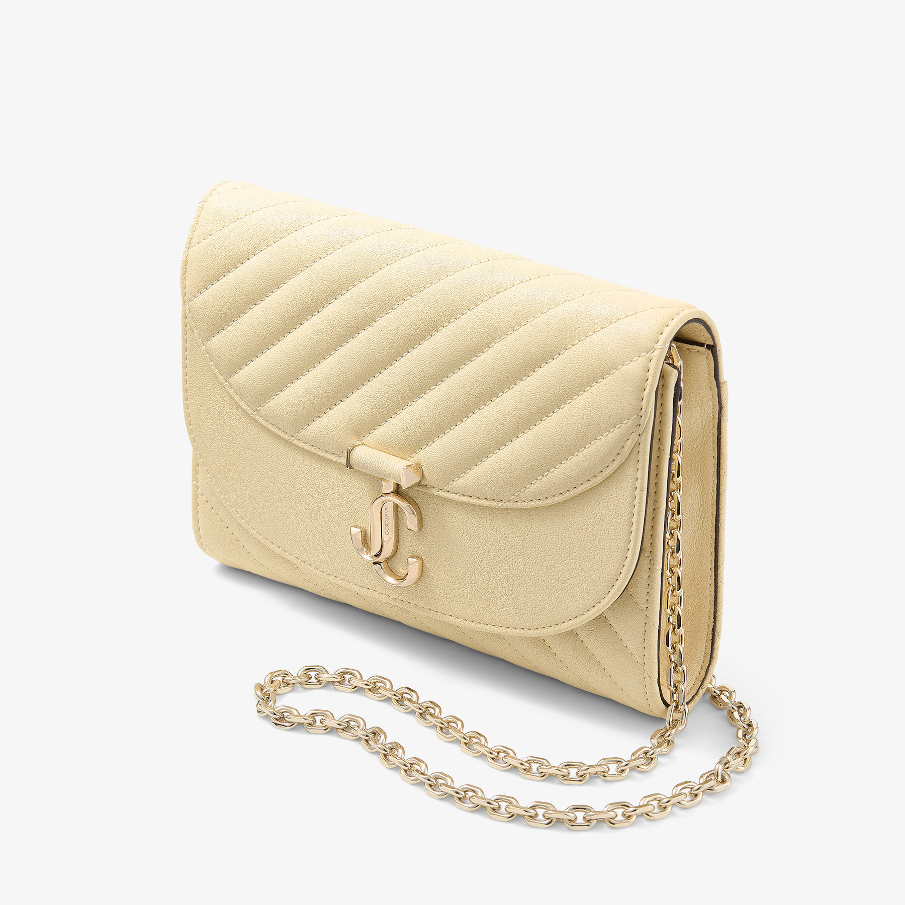 Curve Clutch | Buttermilk Quilted Biker Leather Clutch | JIMMY CHOO