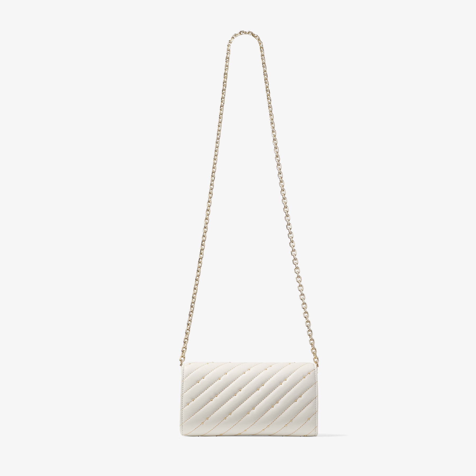 Wallet QUILTING shoulder ポーチ付き／white Avenue Curve Wallet With Chain | Latte Quilted Nappa Leather