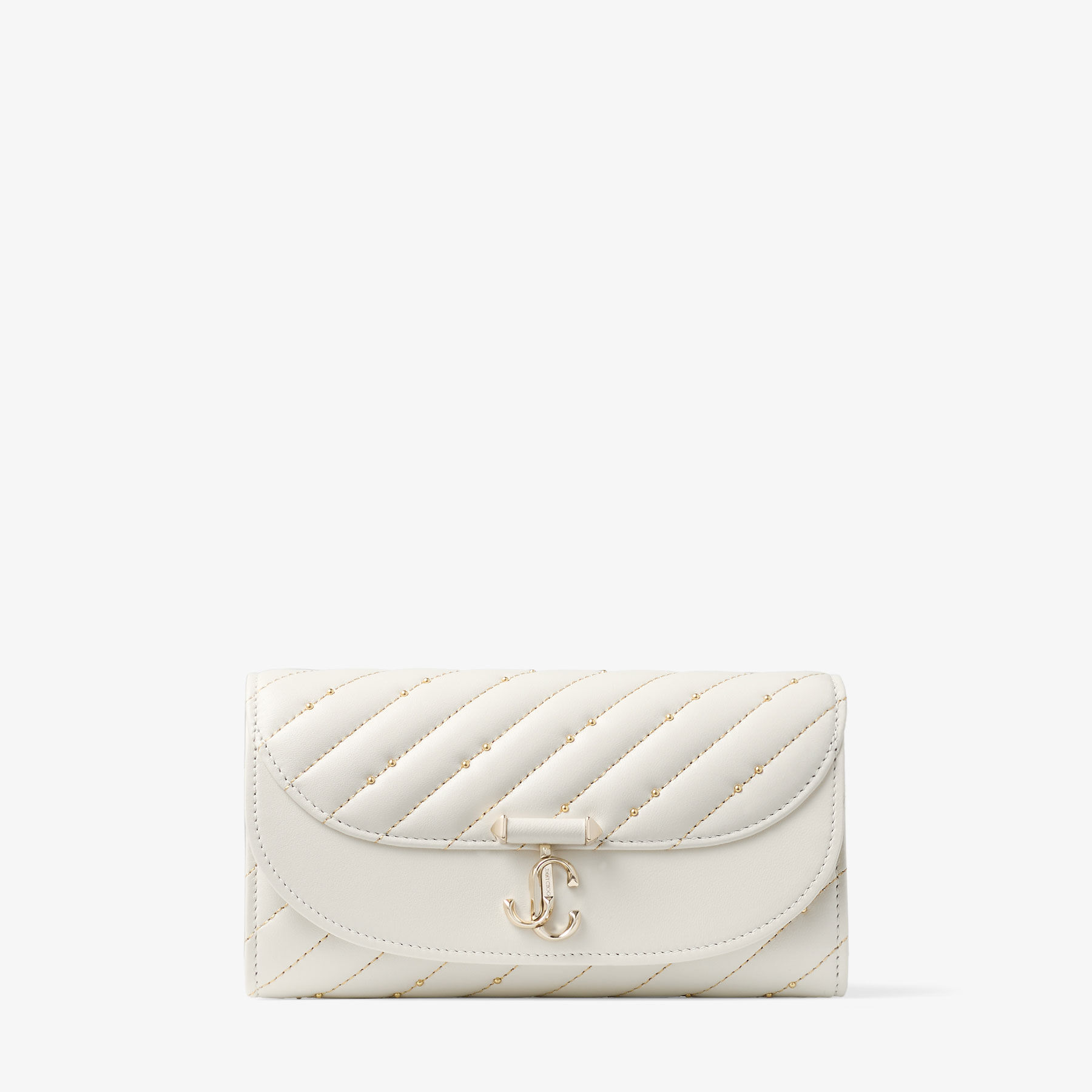 Avenue Curve Wallet With Chain | Latte Quilted Nappa Leather