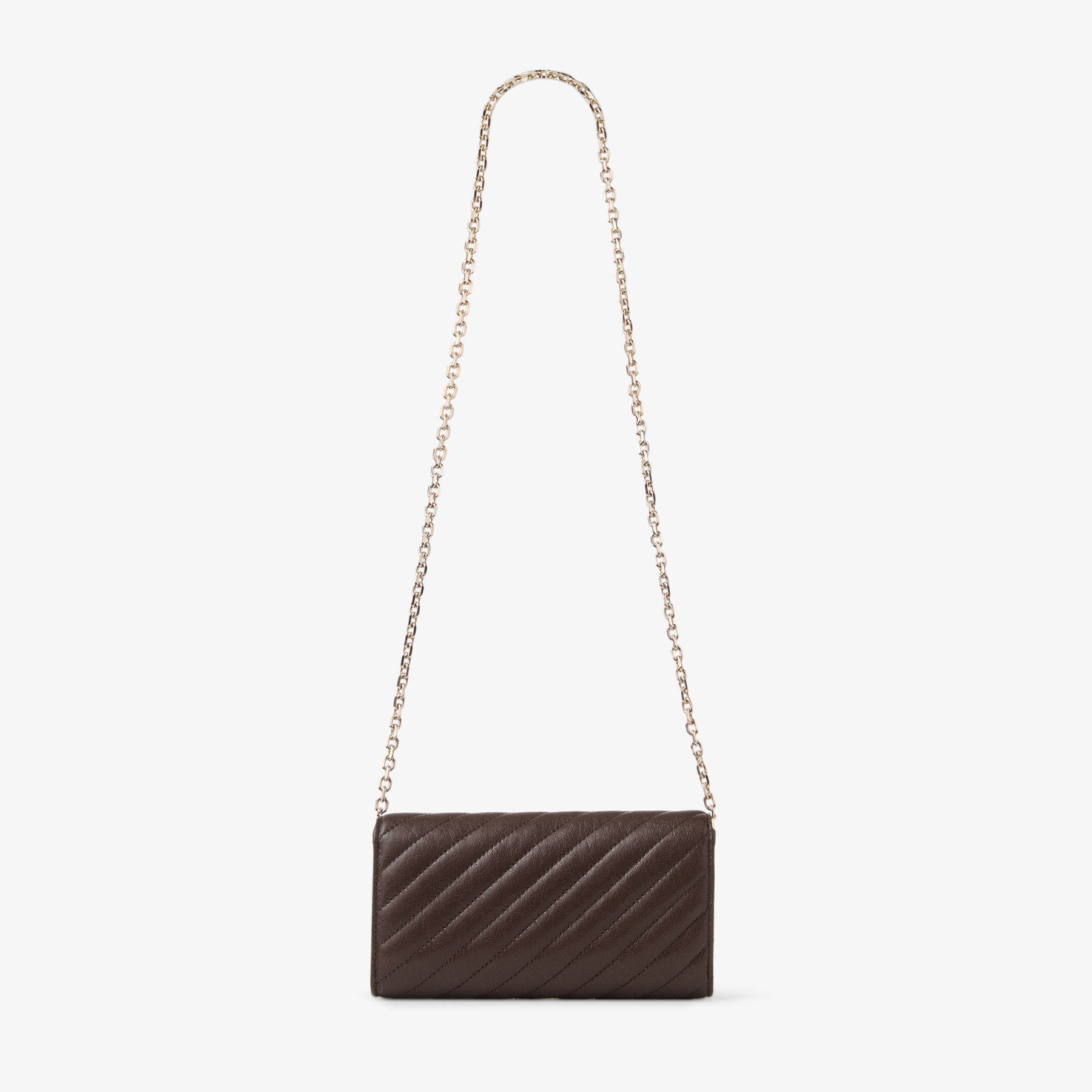 Curve Wallet With Chain | Chocolate Quilted Biker Leather