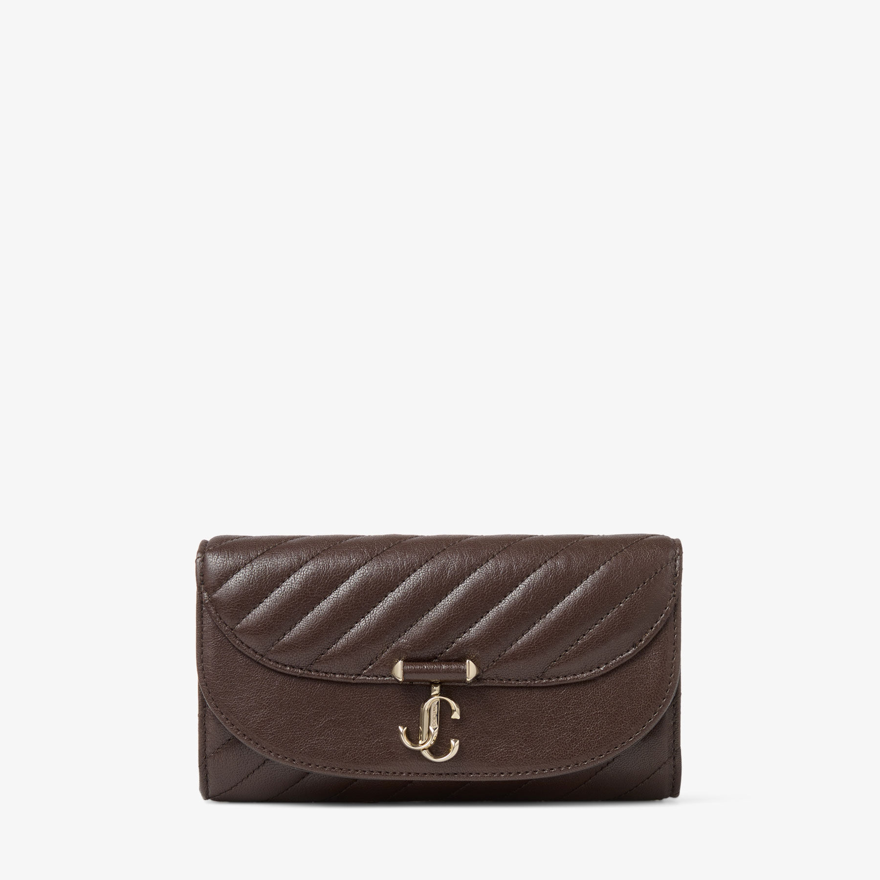 ★ JIMMY CHOO★ LONI bifold wallet 【多色在庫】 Jimmy Choo Loni Silver Leather Embossed Logo Tri-Fold Card