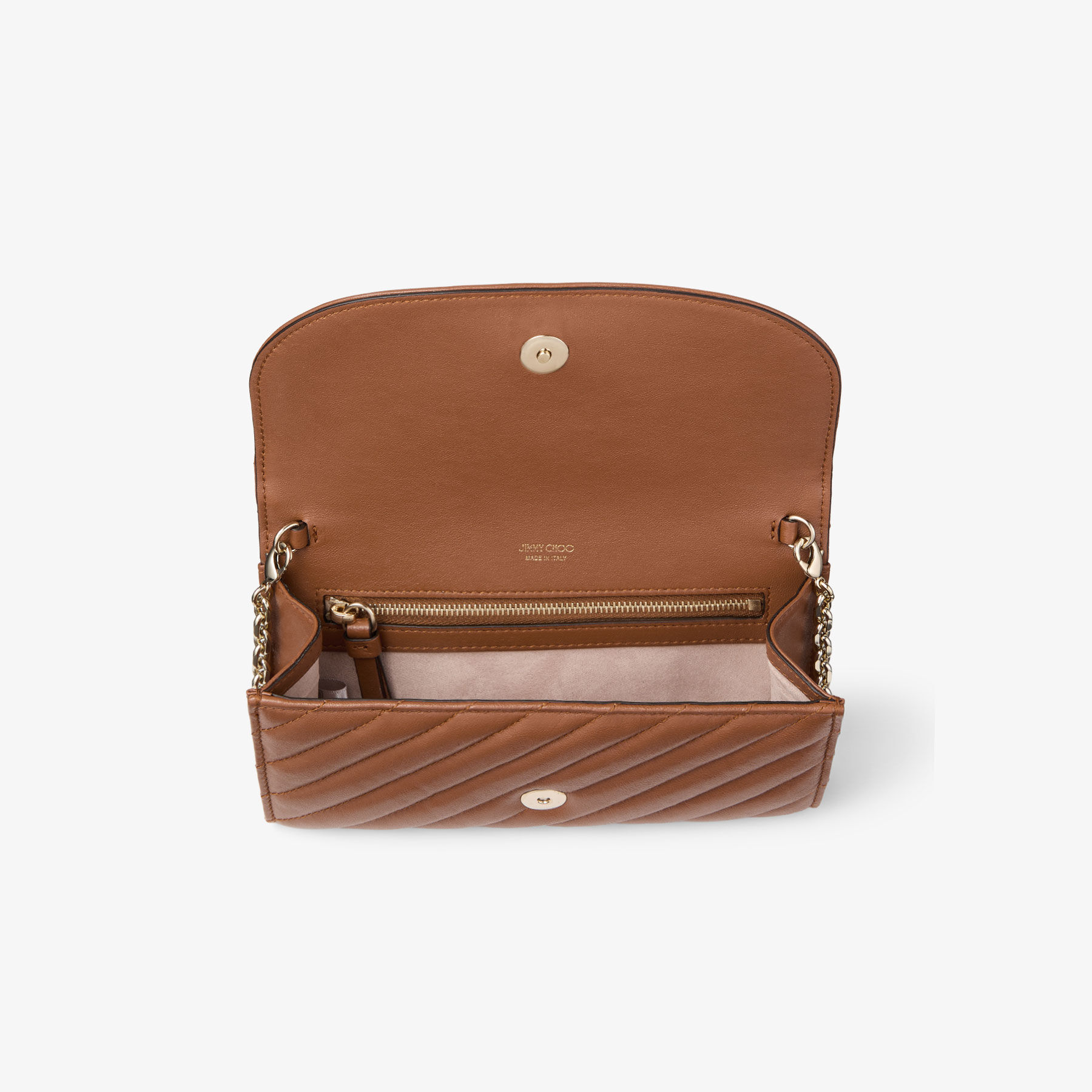 Avenue Curve Wallet With Chain | Tan Quilted Biker Leather Wallet