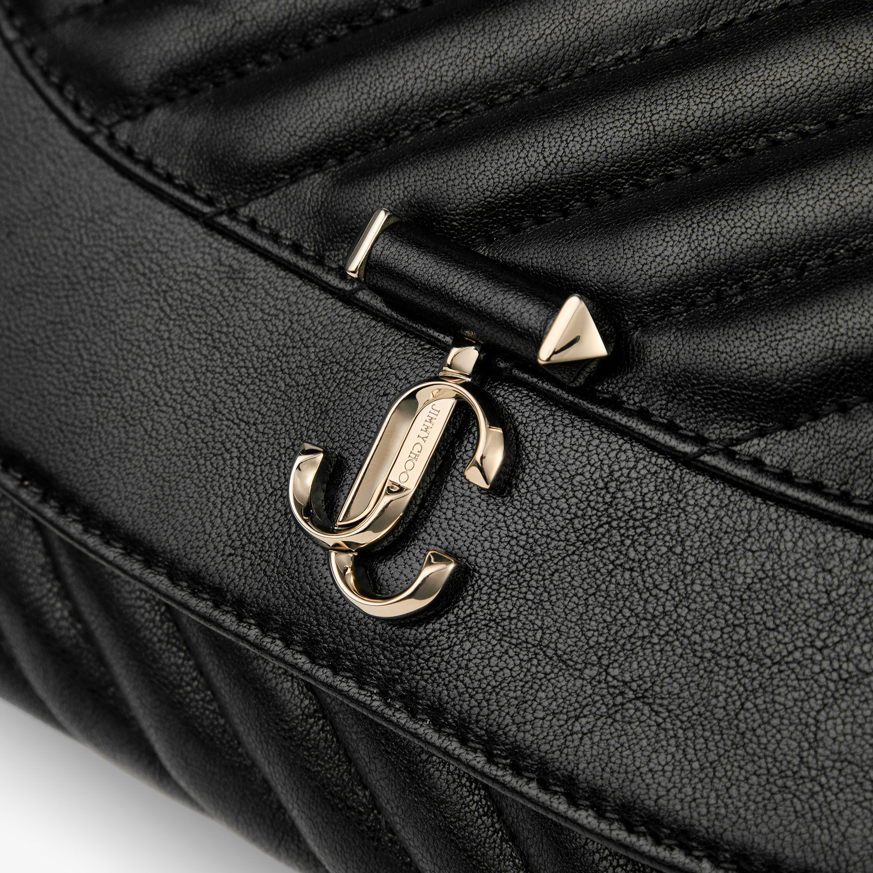 Curve Cross Body Medium | Black Quilted Biker Leather  display picture 2