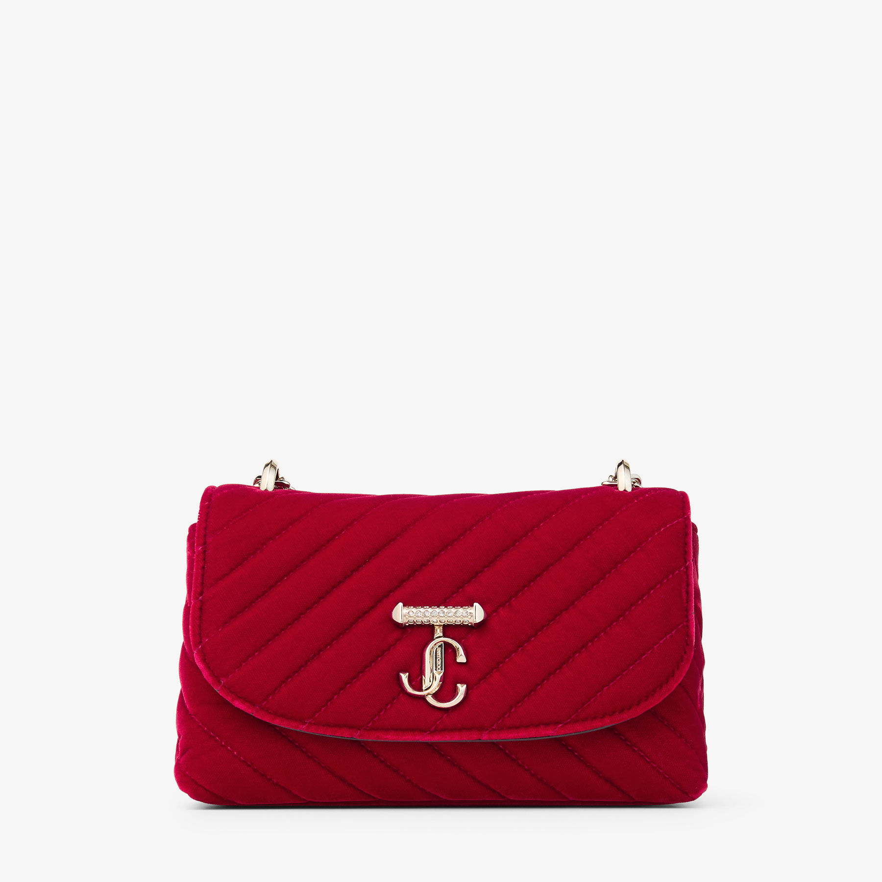 Curve Cross Body Small Ruby Red Quilted Velvet Crossbody Bag