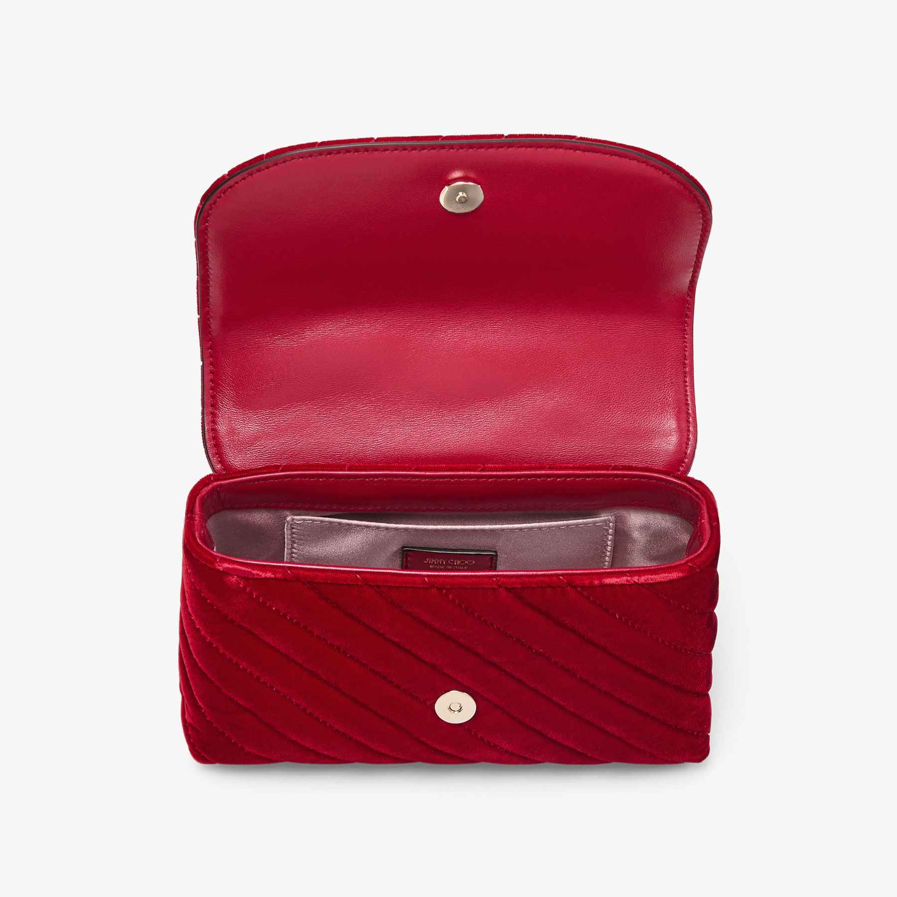 Curve Cross Body Small | Ruby Red Quilted Velvet Crossbody Bag 