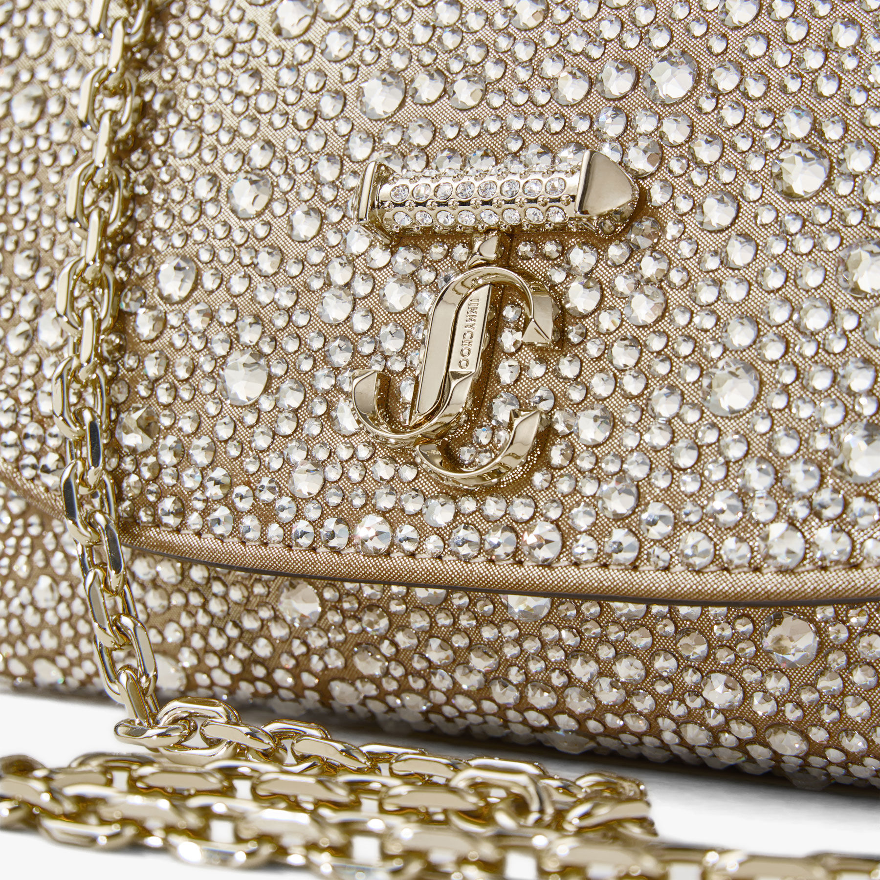 Curve Crossbody S | Gold Shimmer Suede Crossbody Bag with Hotfix