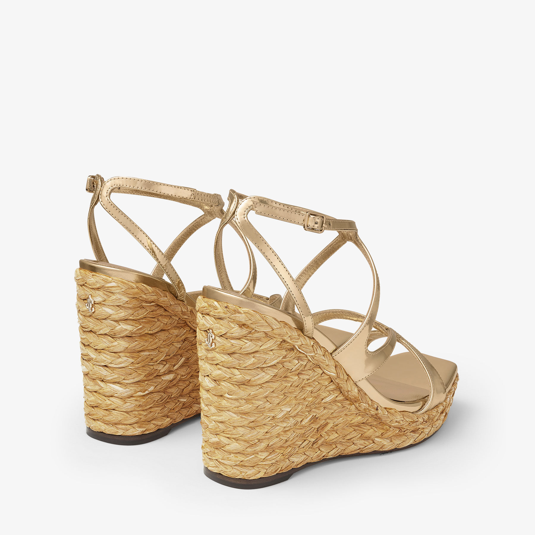 Ayla 110 | Gold Metallic Leather Wedge | JIMMY CHOO