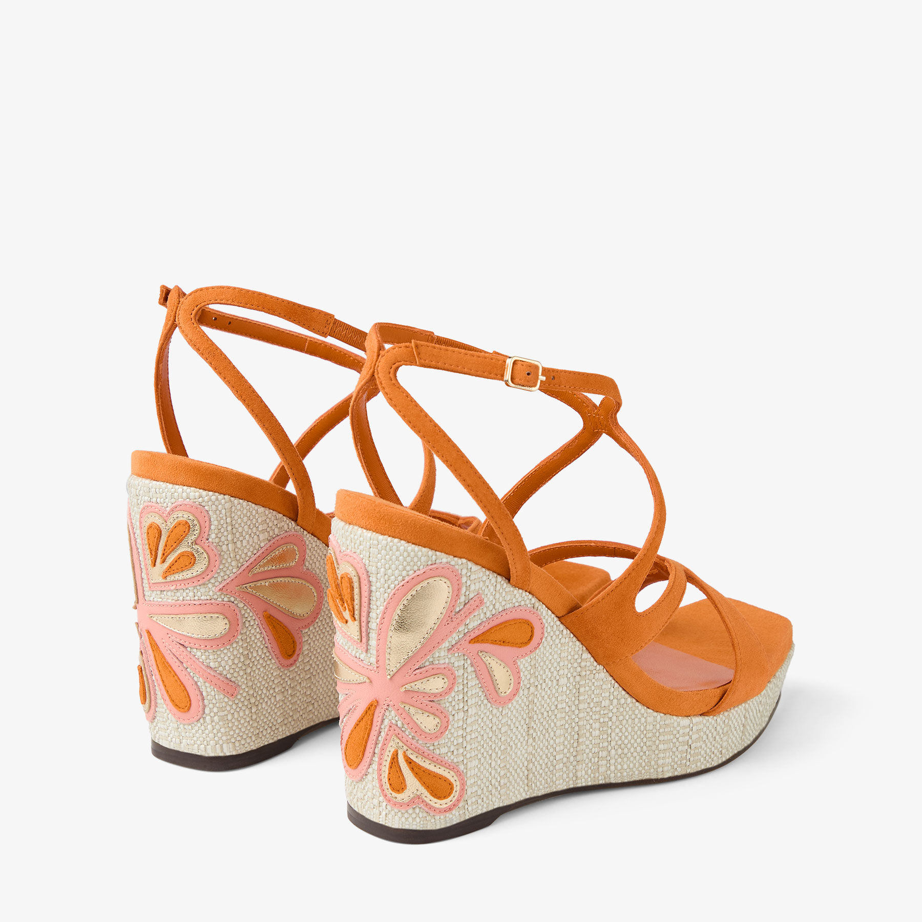 Ayla 110 | Sunset Orange and Natural Mix Suede and Nappa Leather