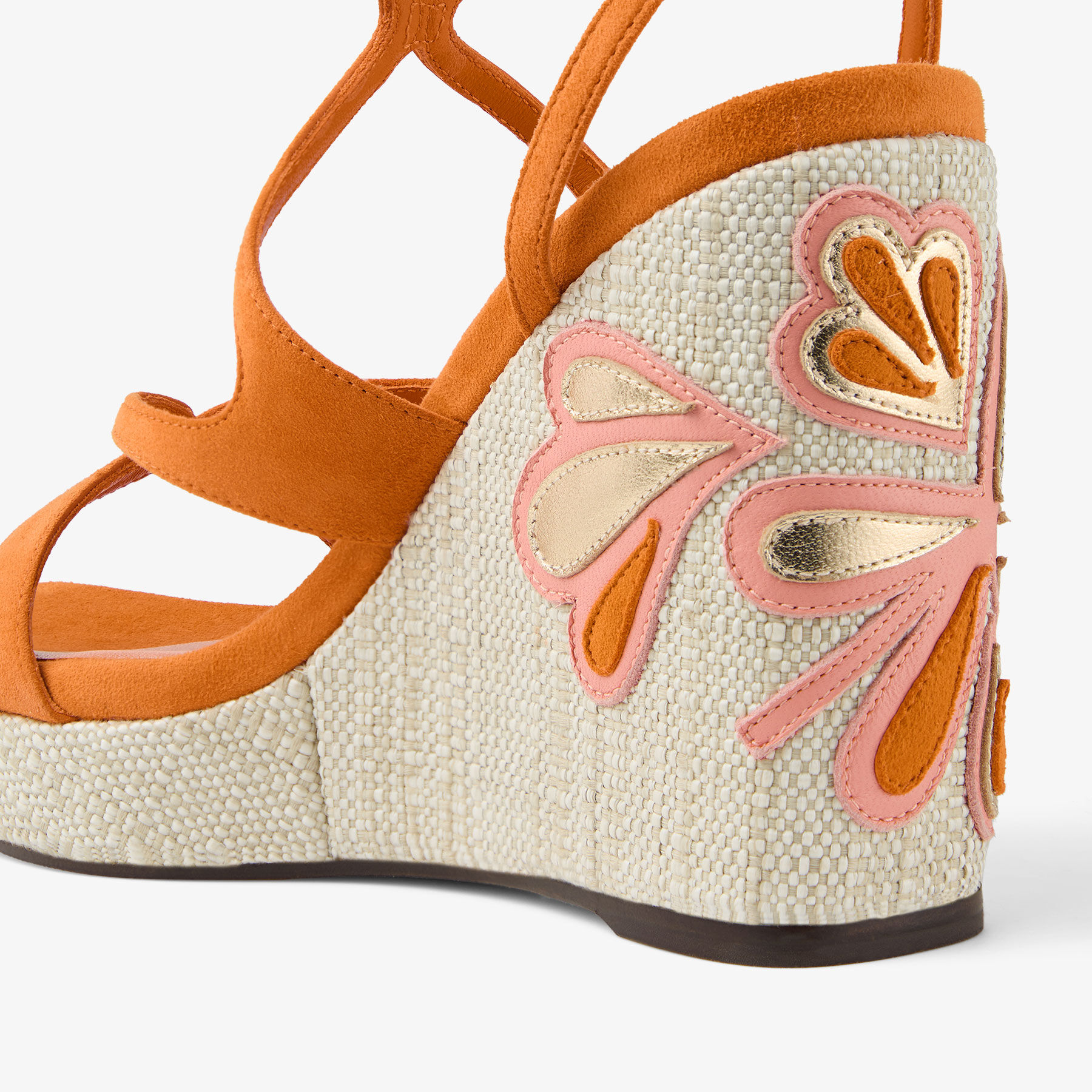 Ayla 110 | Sunset Orange and Natural Mix Suede and Nappa Leather
