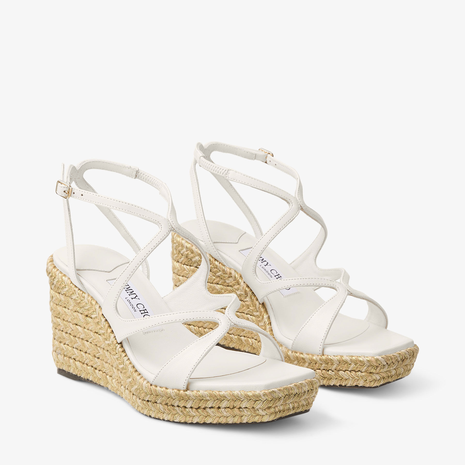 関税,送料無料 JIMMY CHOO Ayla ウェッジ サンダル Ayla 110 | Gold Metallic Leather Wedge | JIMMY CHOO