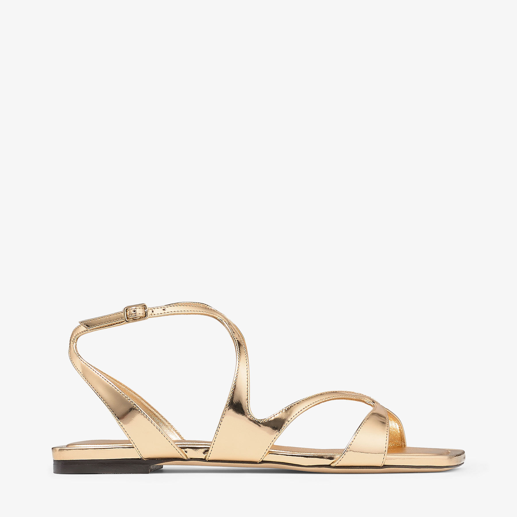 Ayla Flat Gold Metallic Leather Flats JIMMY CHOO