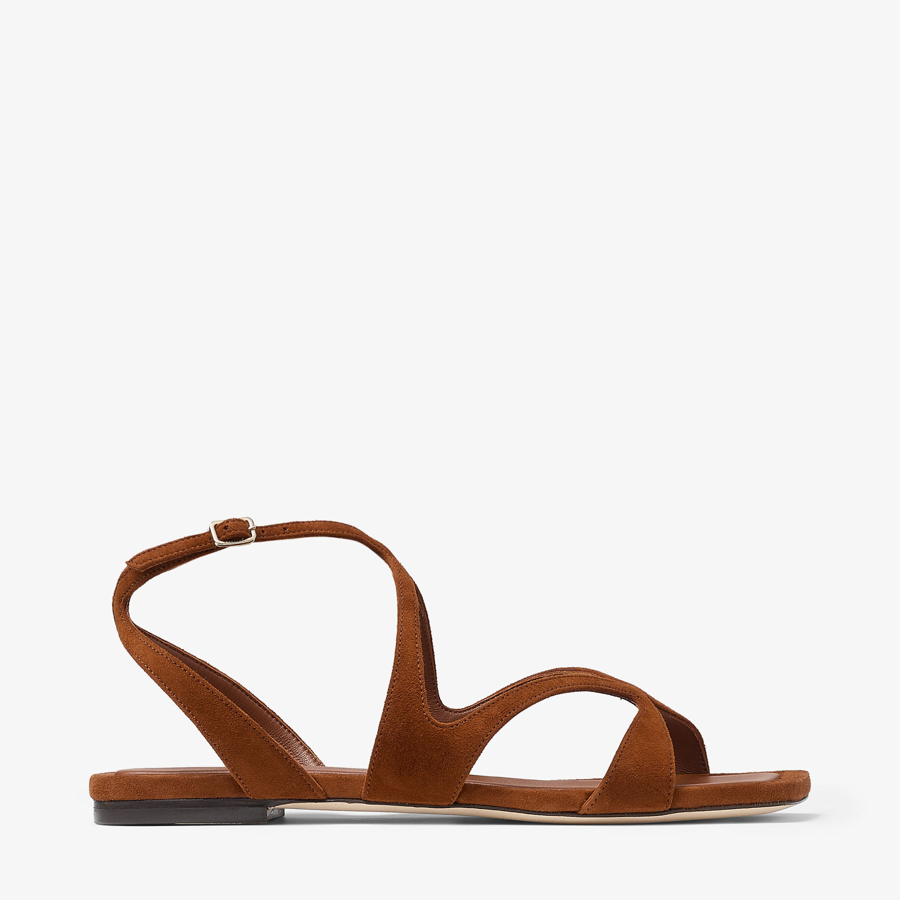 Ayla Flat | Flache Sandalen aus Wildleder in Hellbraun | JIMMY CHOO