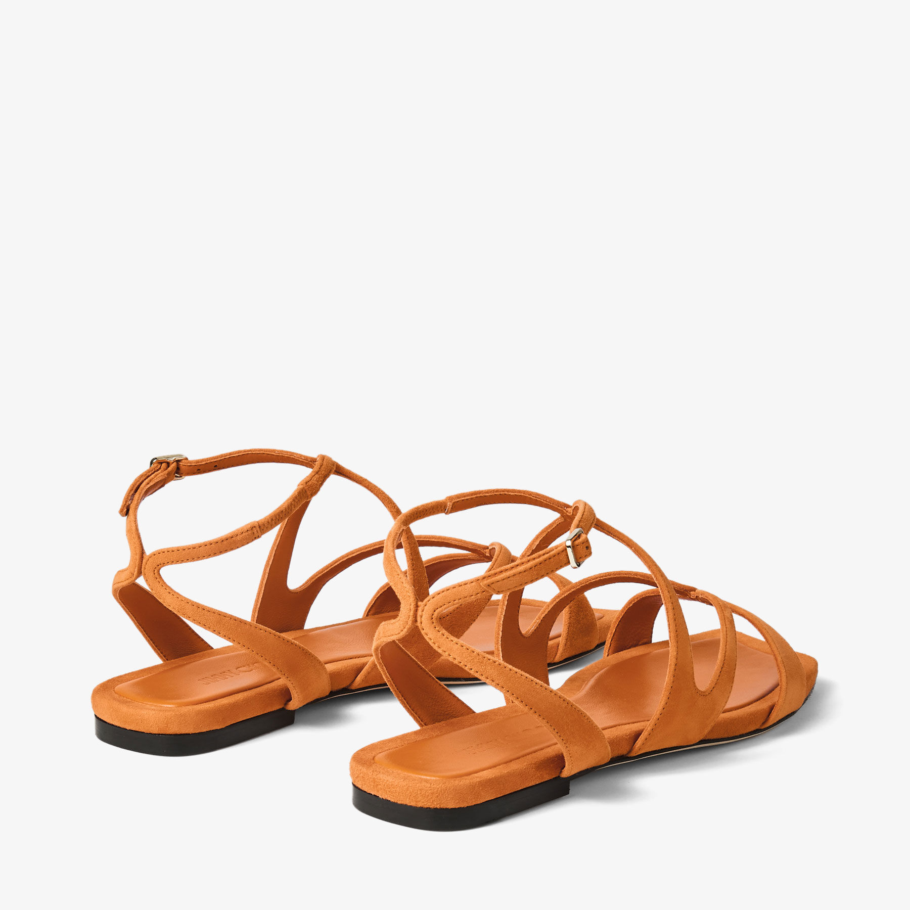 Ayla Flat | Sunset Orange Suede Flat Sandals | JIMMY CHOO