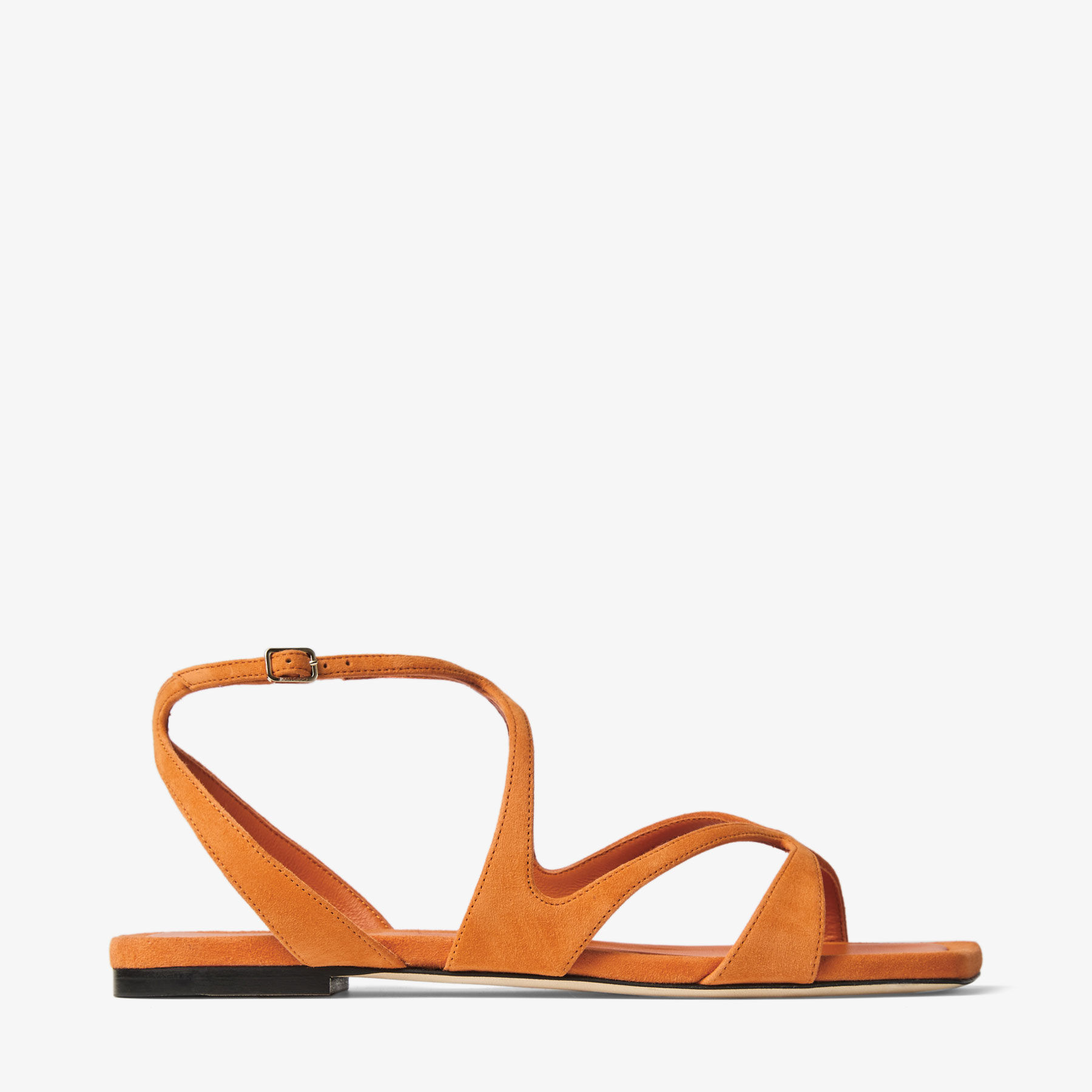 Ayla Flat | Sunset Orange Suede Flat Sandals | JIMMY CHOO