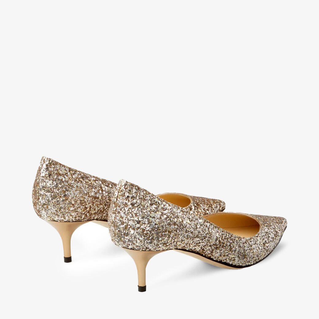 Ballet Pink Shadow Coarse Glitter Fabric Pointed-Toe Pumps