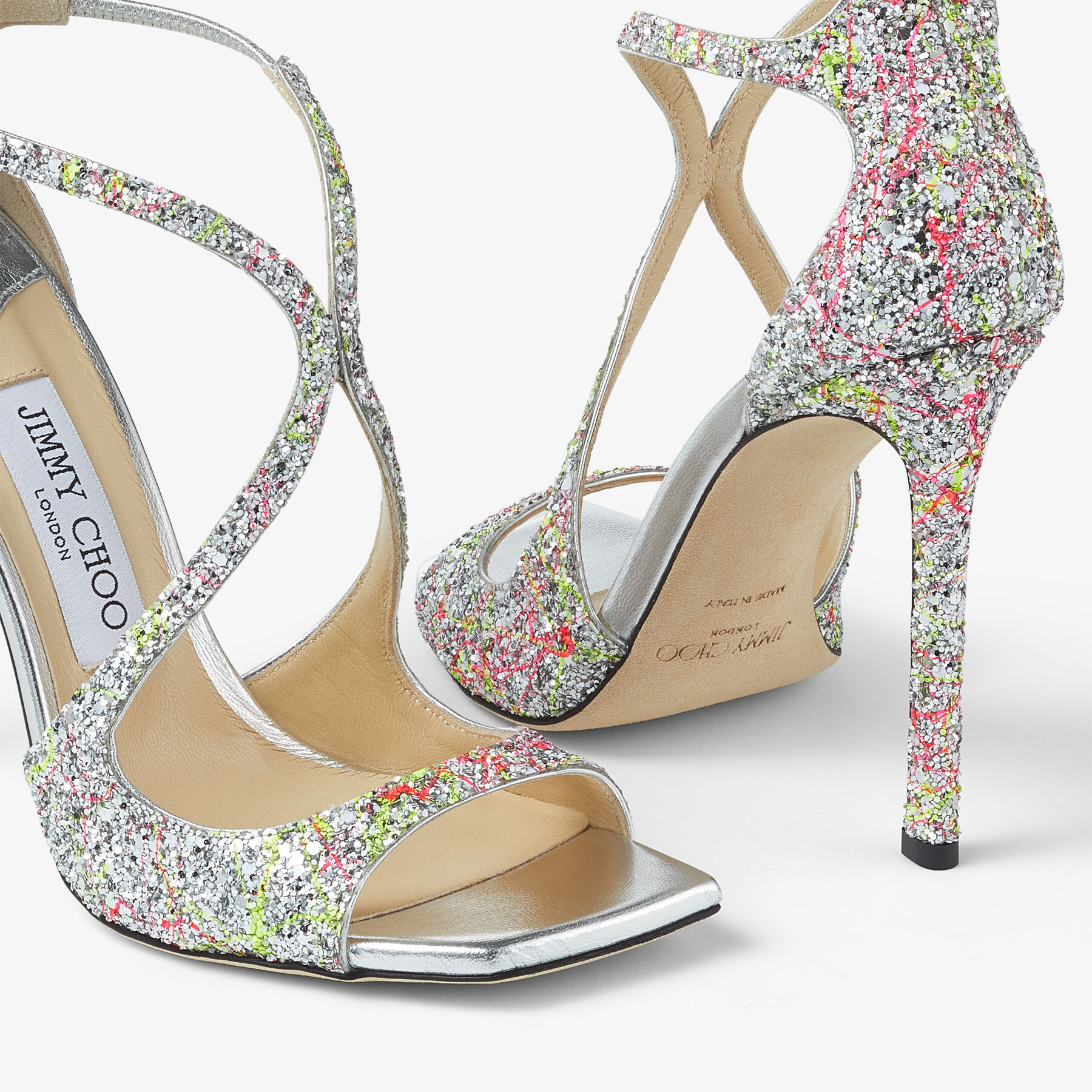 AZIA 110 | Splattered Coarse Glitter Fabric Sandals | Winter